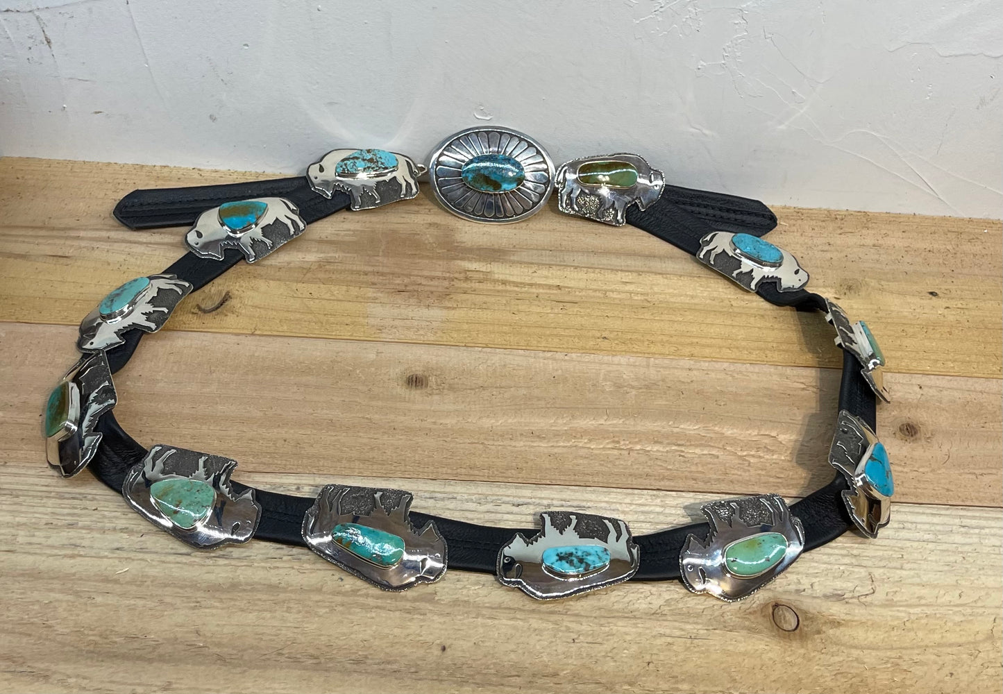 Morenci and #8 Turquoise Buffalo Belt and Cuff Set by Marie Jackson, Navajo