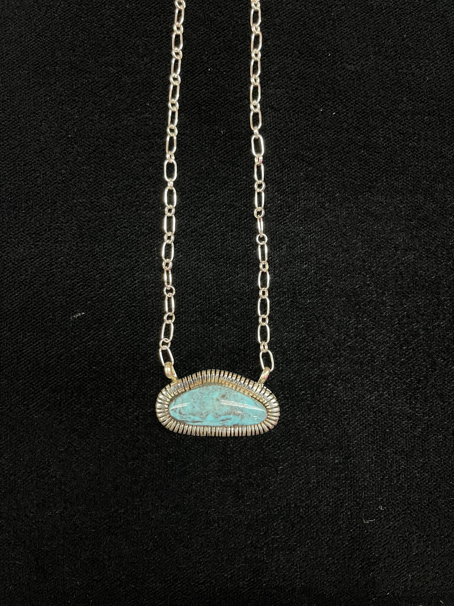 Turquoise and Bright Sterling Silver Necklace by Charlene Yazzie, Navajo