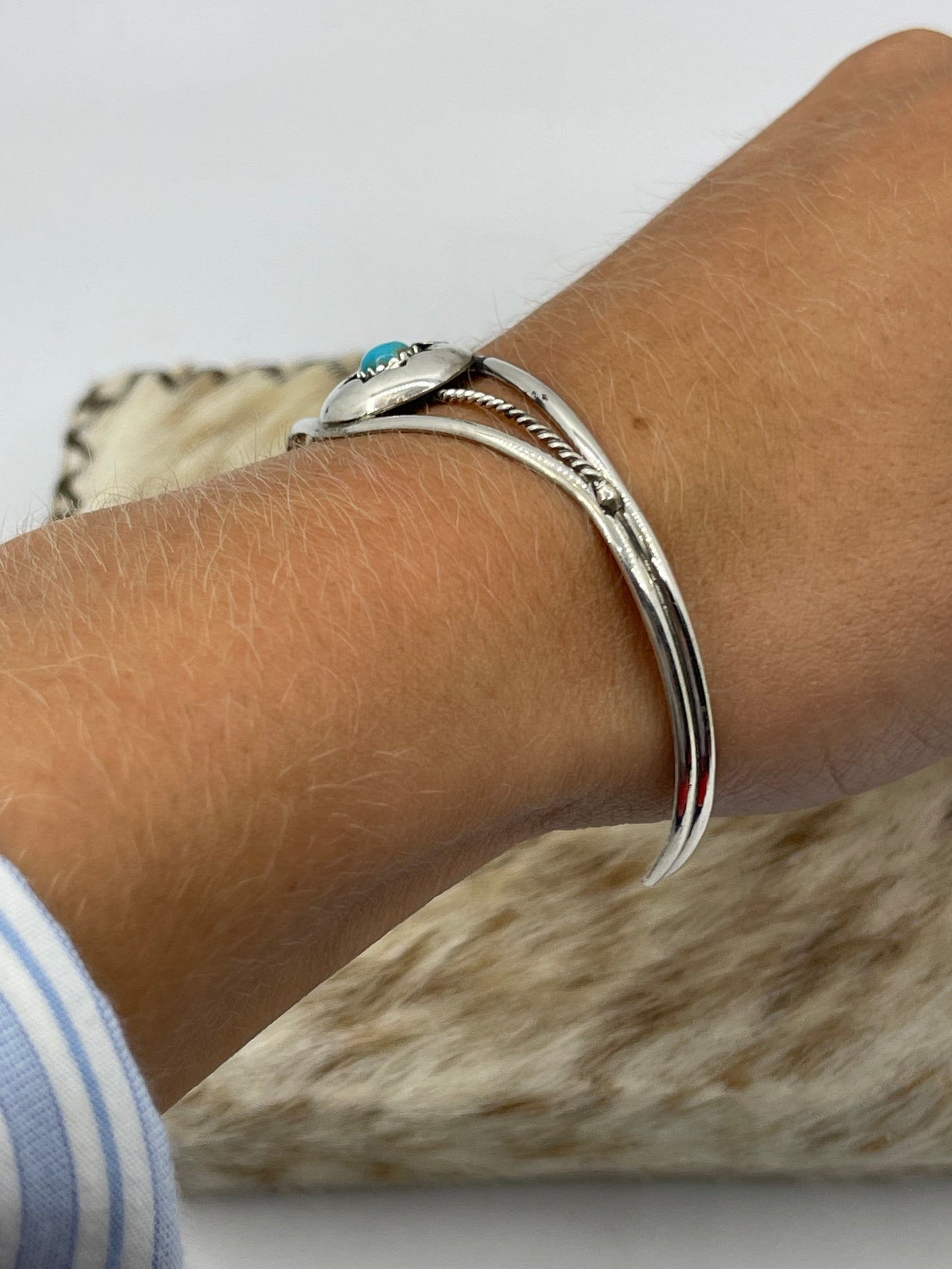 5 1/4"-6 3/4" Turquoise Shadowbox buff by James Spencer, Navajo