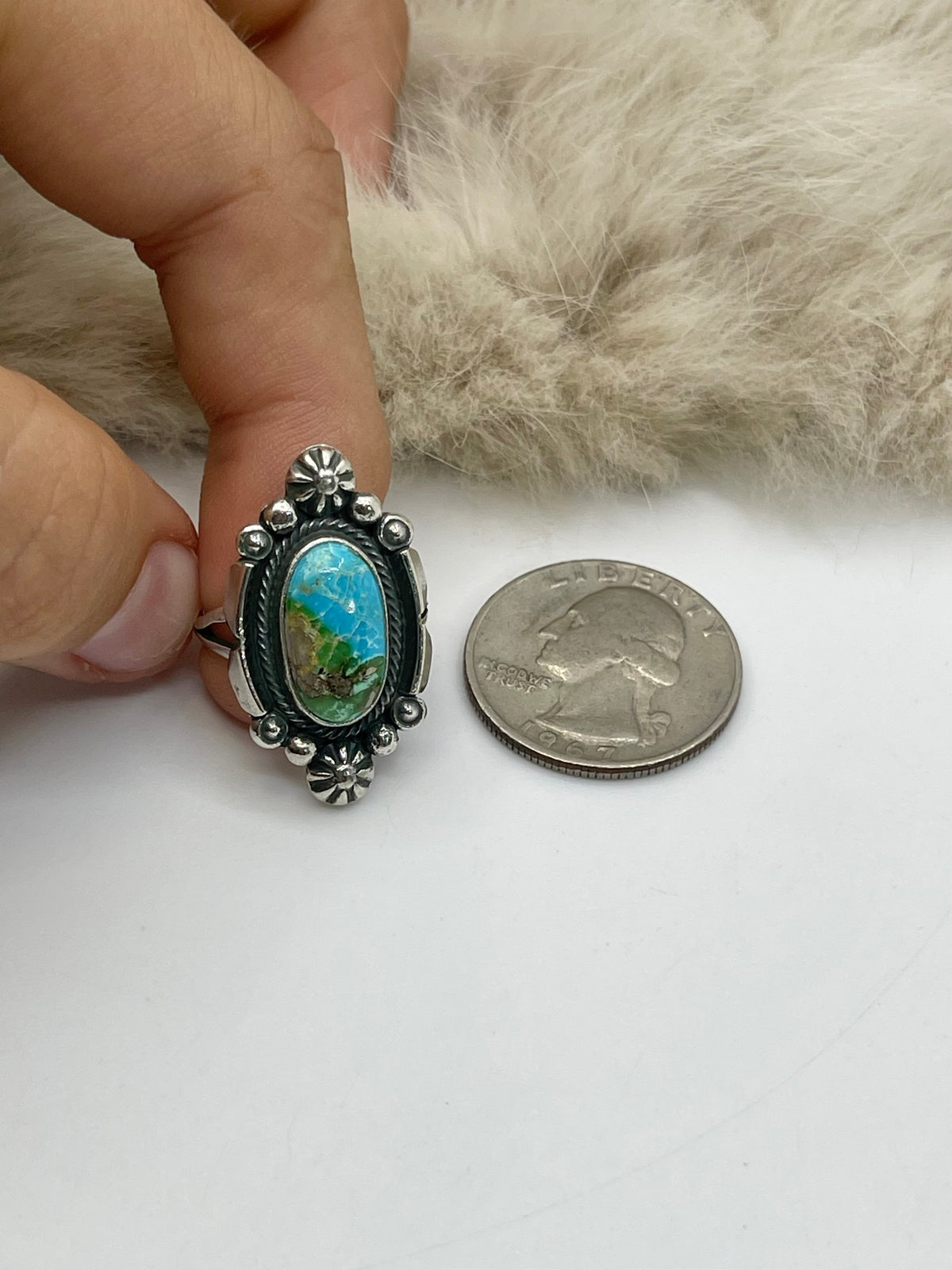 7.0 Sonoran Gold Turquoise Ring by Marita Benally, Navajo