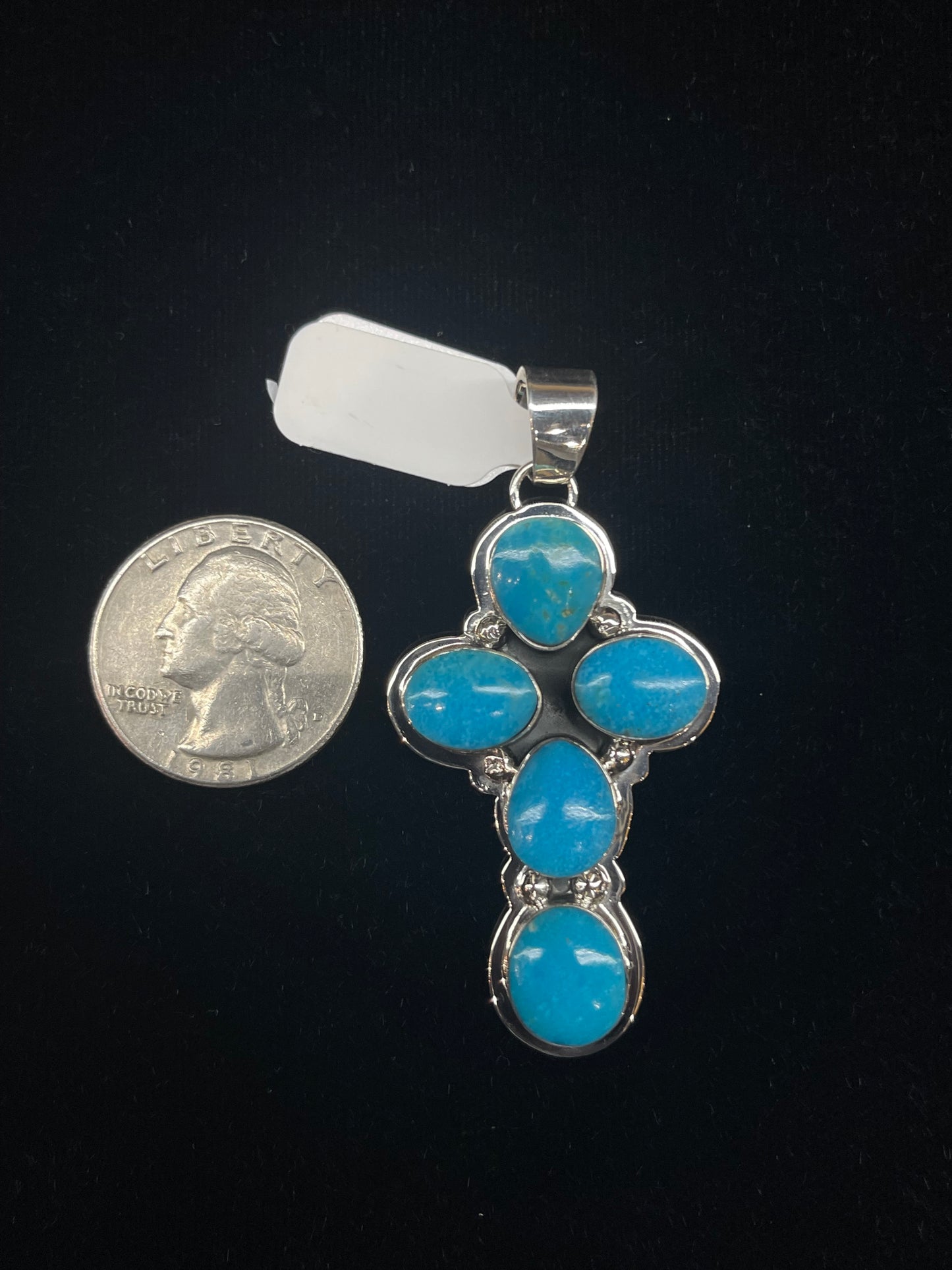 Turquoise Cross Pendant with a 4.7mm Bale by Marie Bahe, Navajo