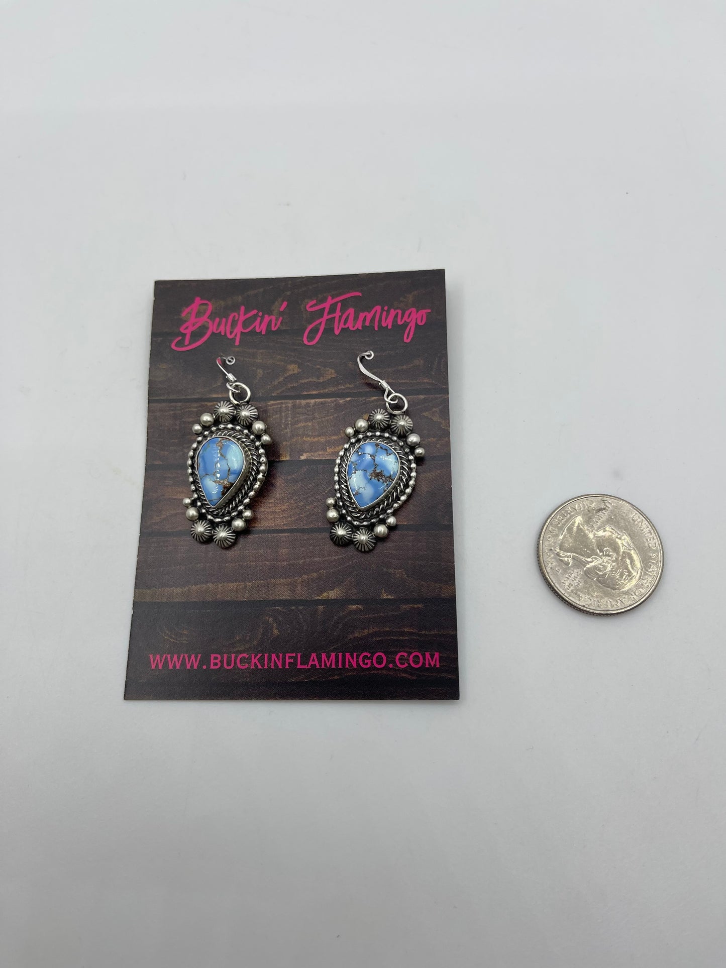 Golden Hills Turquoise Lariat 24”+4” Necklace & Earring Set by Tom Lewis, Navajo