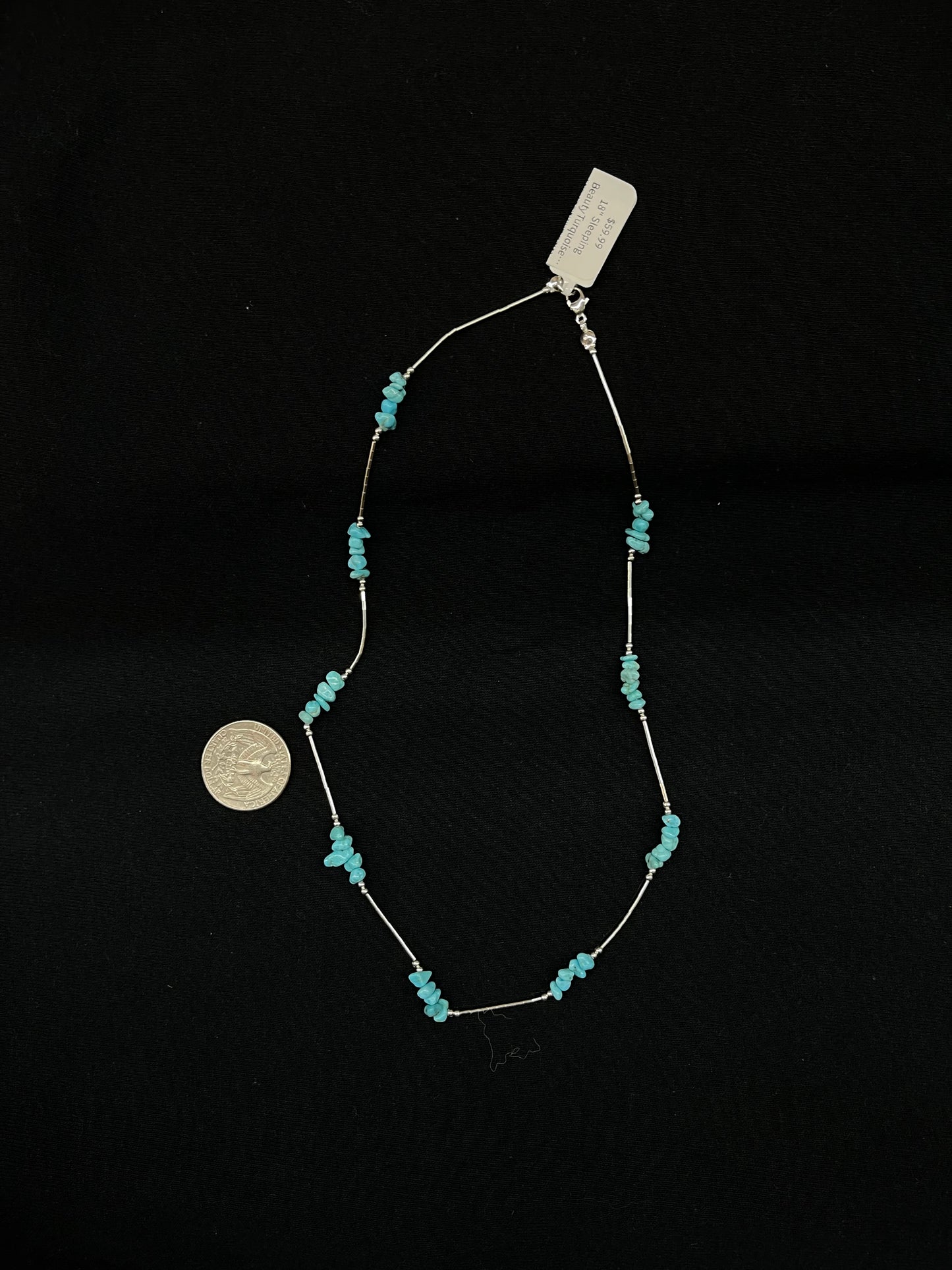 18" Sleeping Beauty Turquoise Nugget and Liquid Silver Necklace