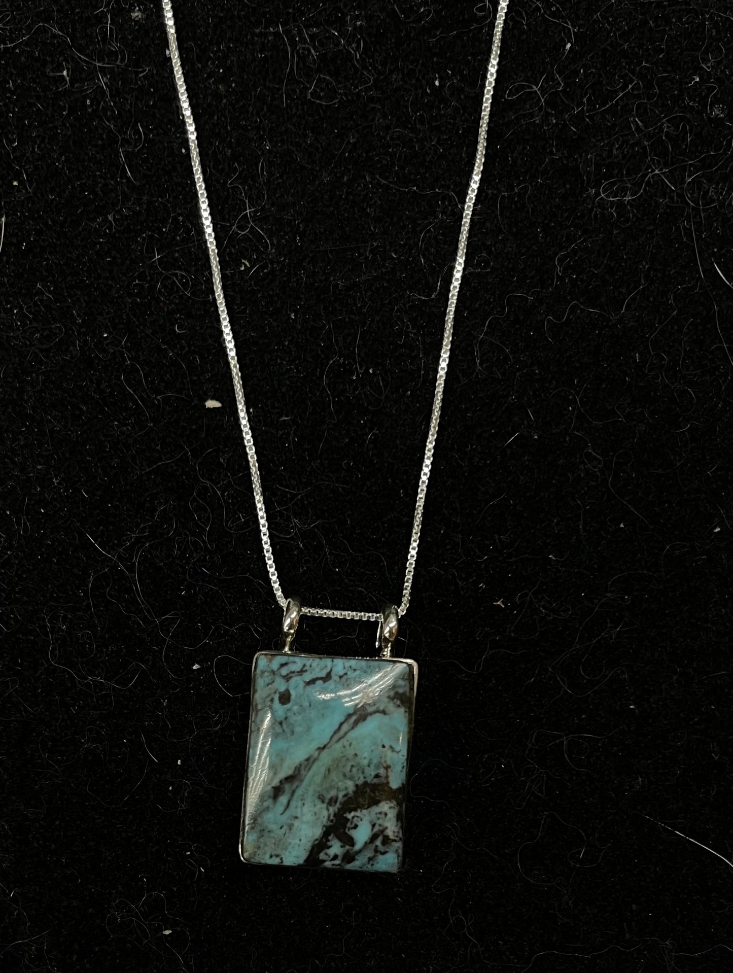 18" Kingman Turquoise Rectangle Necklace by Gilbert Smith, Navajo
