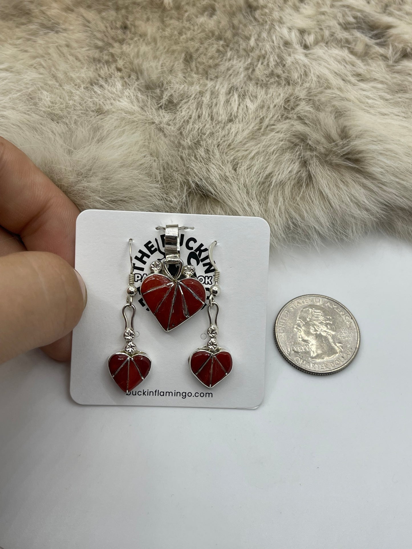 Red Coral Earring & Pendant Set by Ola Eriacho