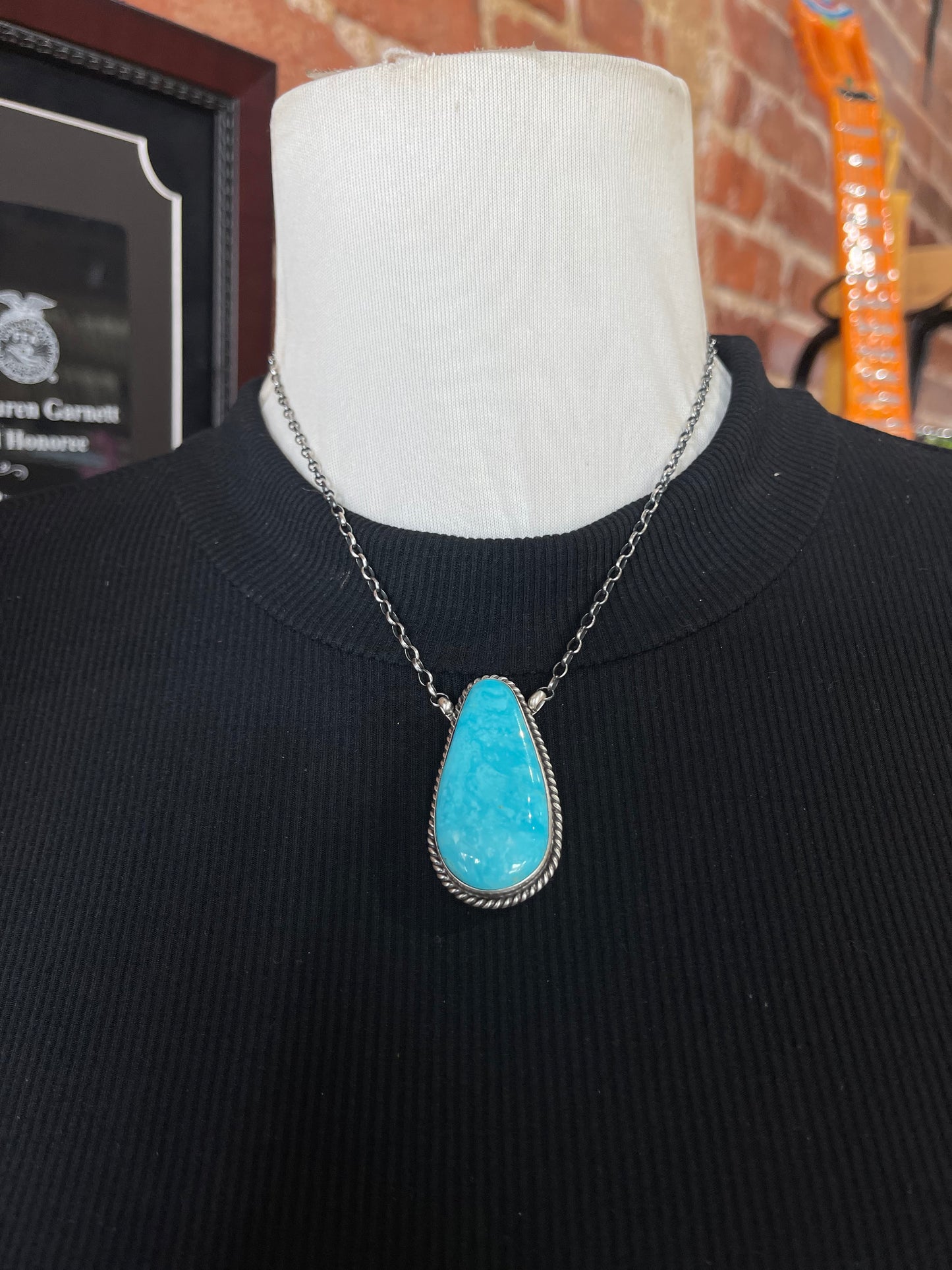 16" Kingman Turquoise Necklace by Johnny Dixon, Navajo