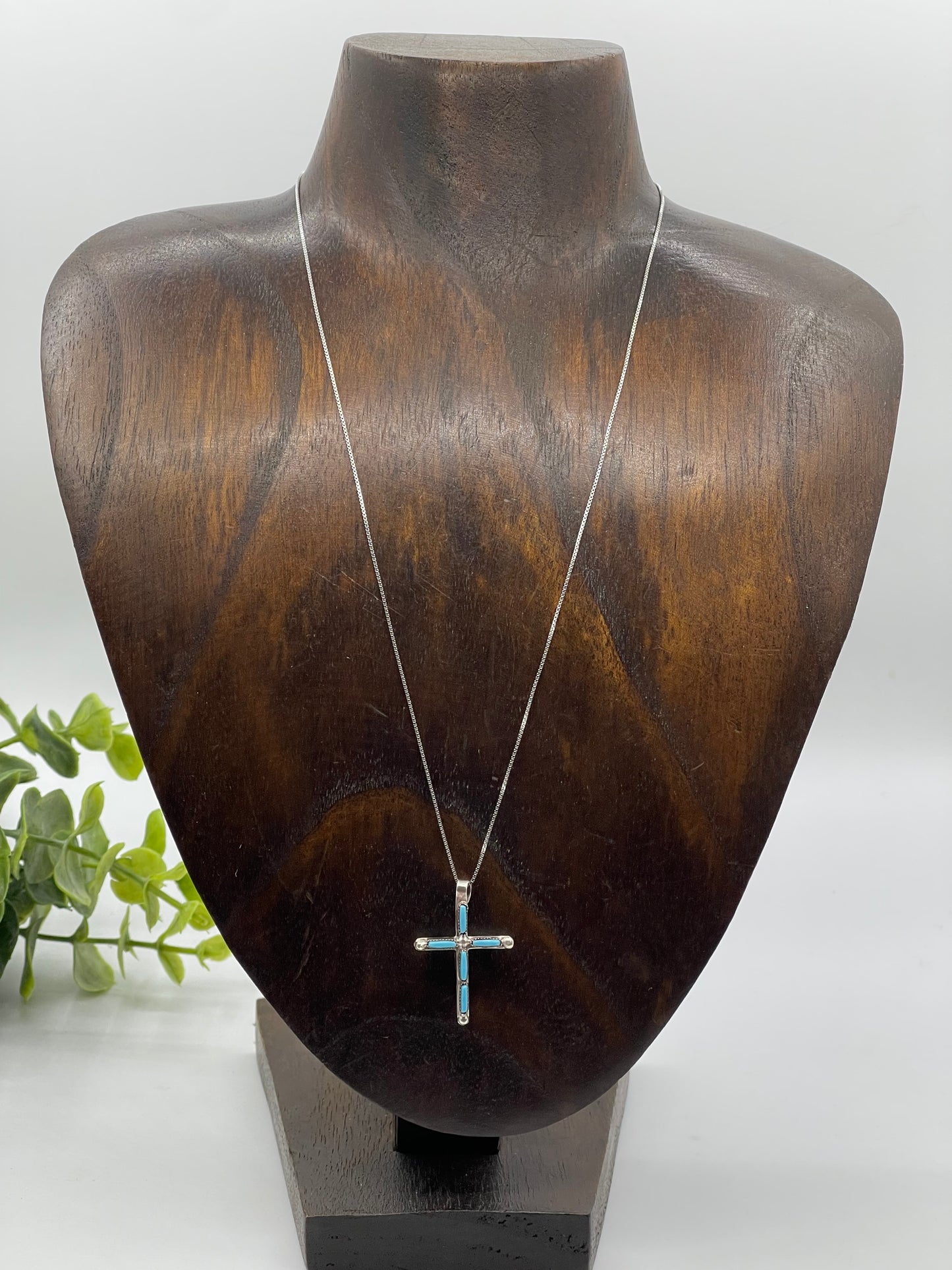 18" Reversible Coral & Turquoise Cross Pendant