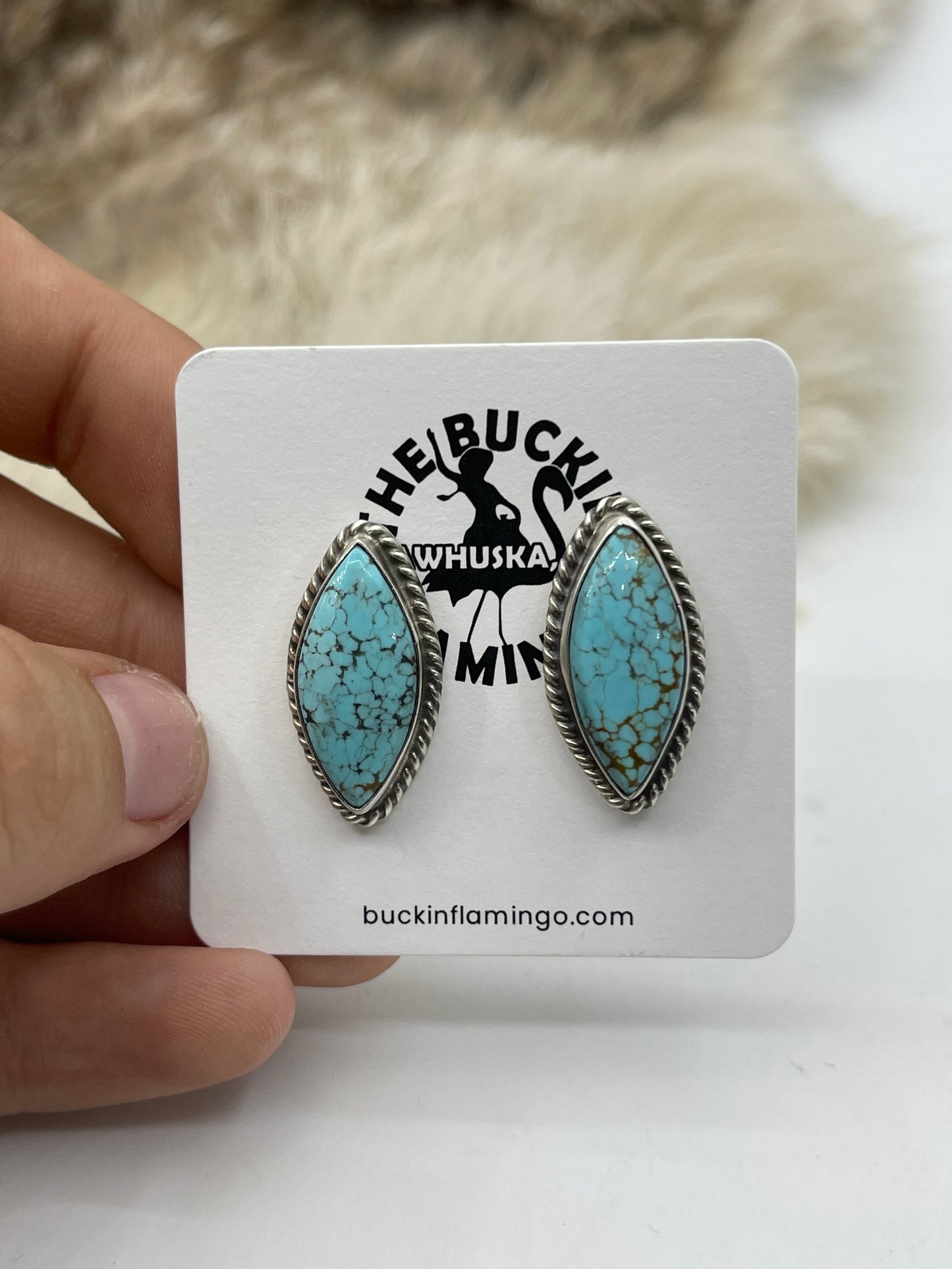#8 Turquoise Post at Top Earrings by Judith Dixon, Navajo