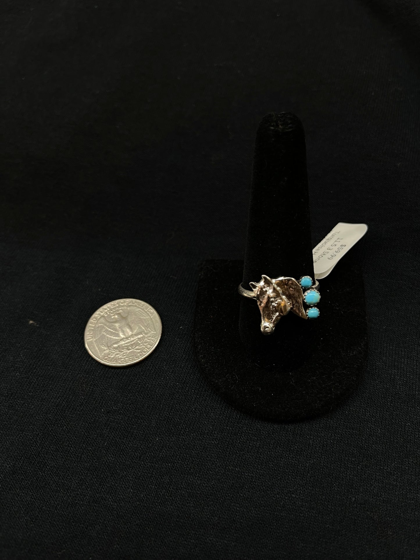 11.5 3 Stone Turquoise Horse Ring by Jerome Lee, Navajo