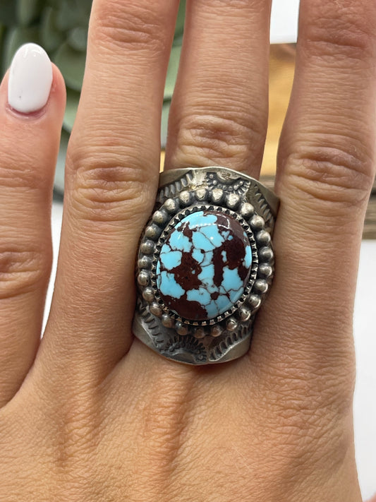 7.5 Egyptian Turquoise Ring by Boyd Ashley, Navajo