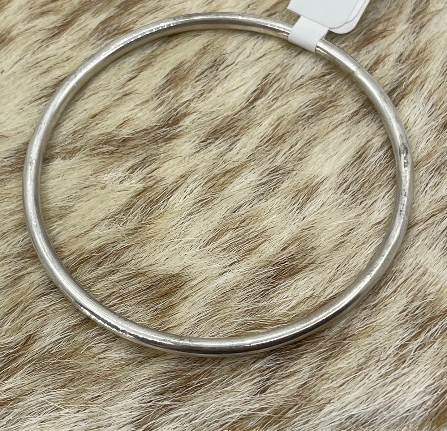 8" Silver Round Wire Bangle by Elaine Tahe, Navajo