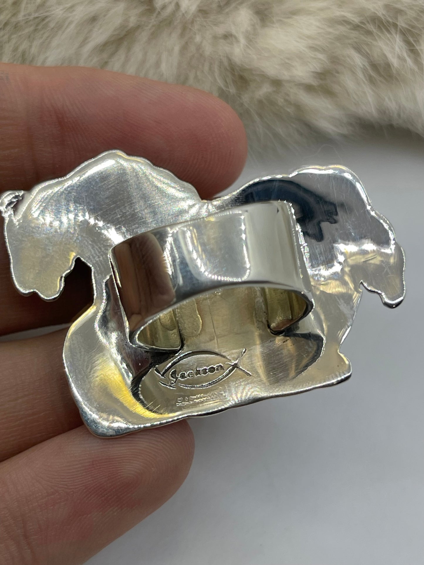 8.0 Spiny Oyster Horse Ring by Marie Jackson, Navajo