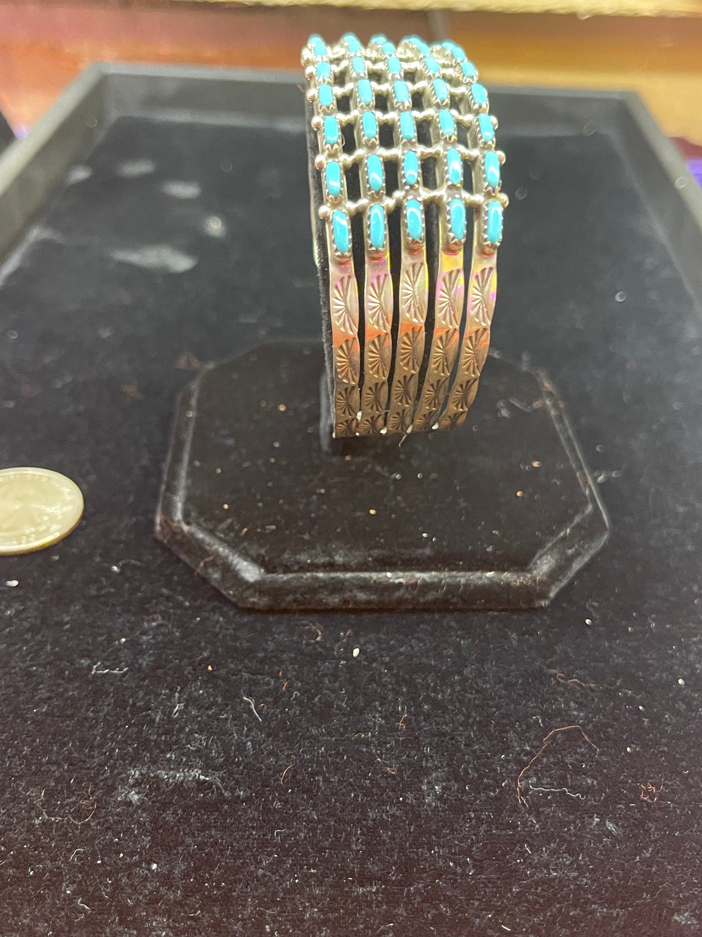Zuni Needlepoint Turquoise Bracelet by Murray Hannaweeka