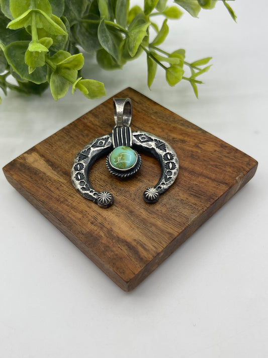 Sonoran Gold Turquoise Naja Pendant with 11.2mm Bale by Kevin Billah, Navajo