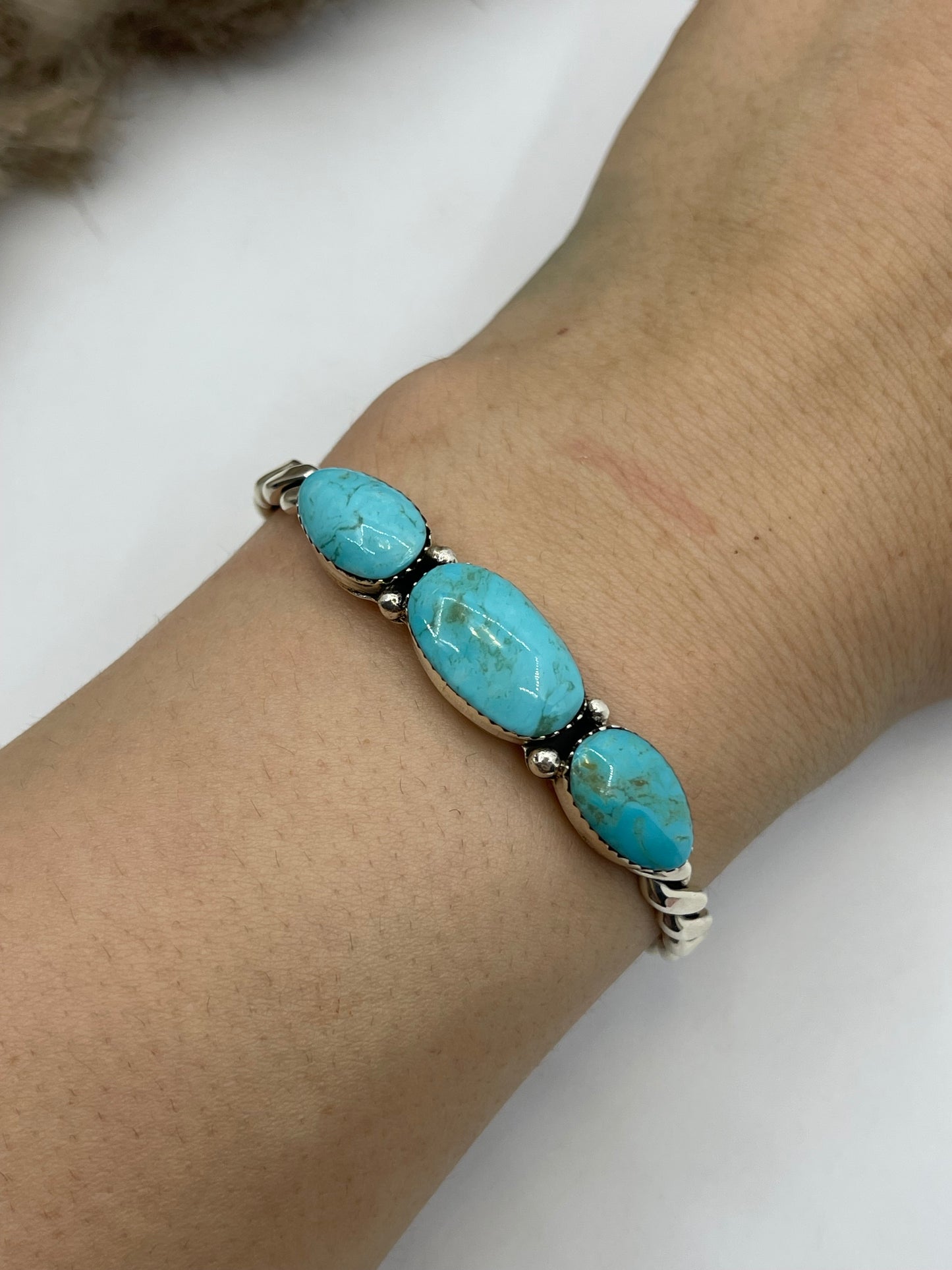 3 Stone Kingman Turquoise by Sadie Jim, Navajo