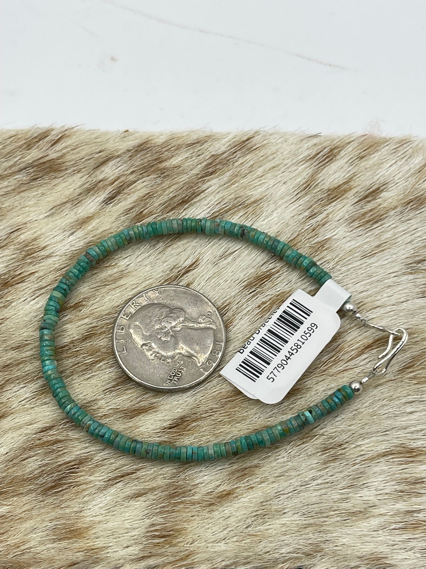 7 1/4" 3.3mm Royston Turquoise Heishi Bead Bracelet