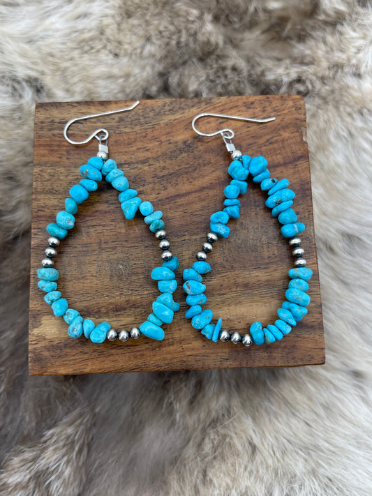 Turquoise Chunks & Navajo Style Pearl Teardrops