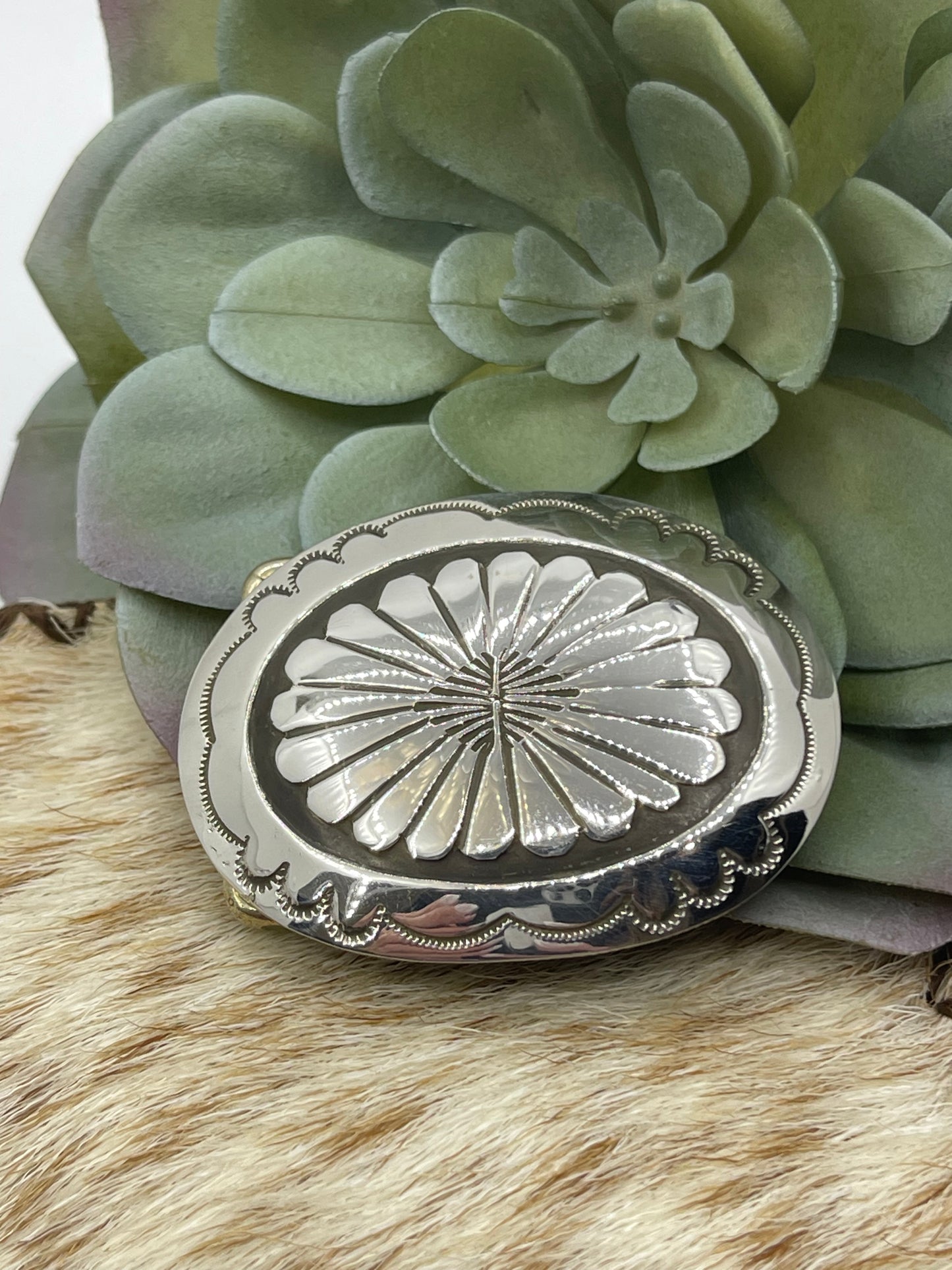 Small Concho Belt Buckle by Jolene Begay, Navajo