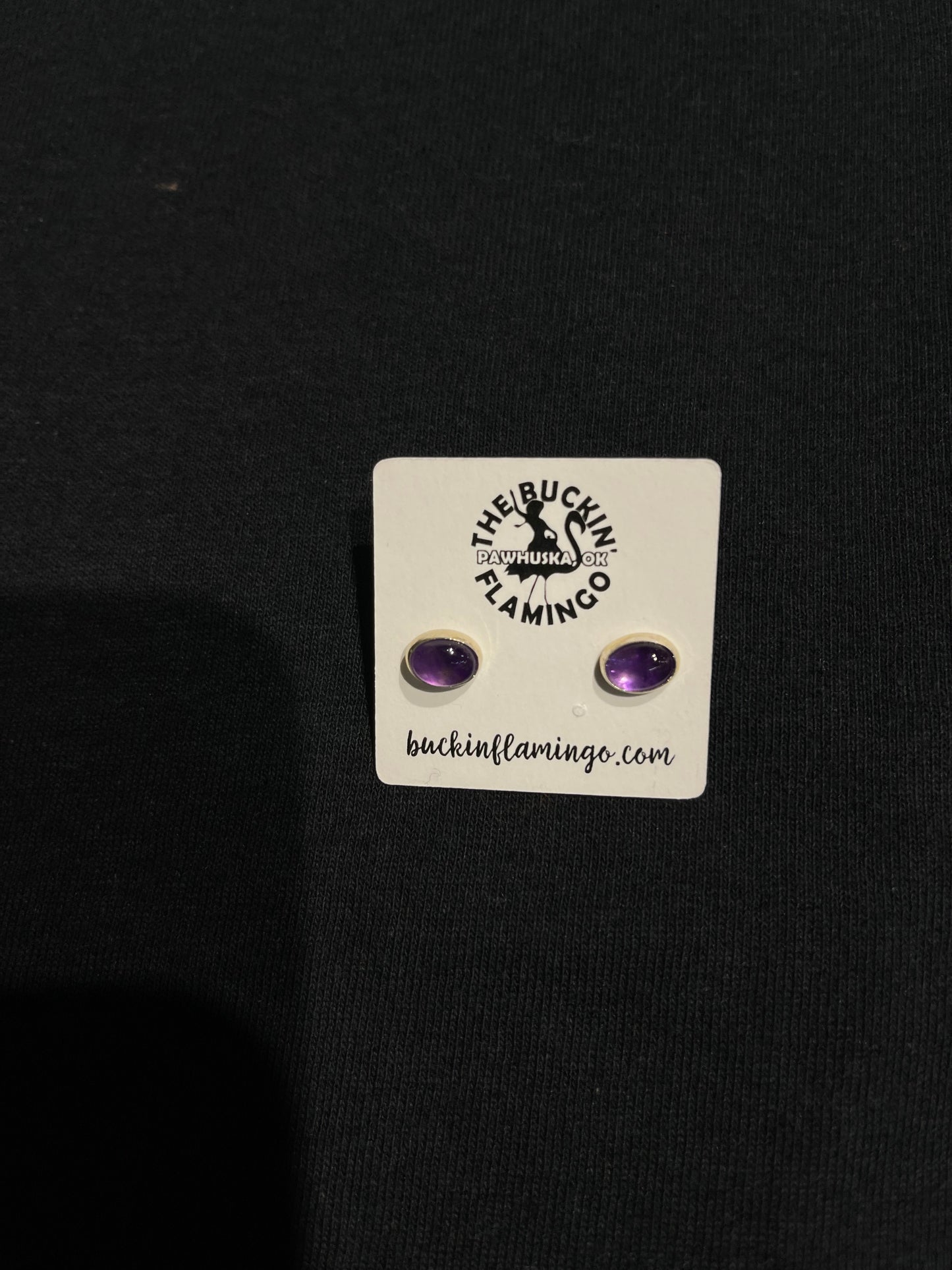 Small Amethyst Oval Post Earrings