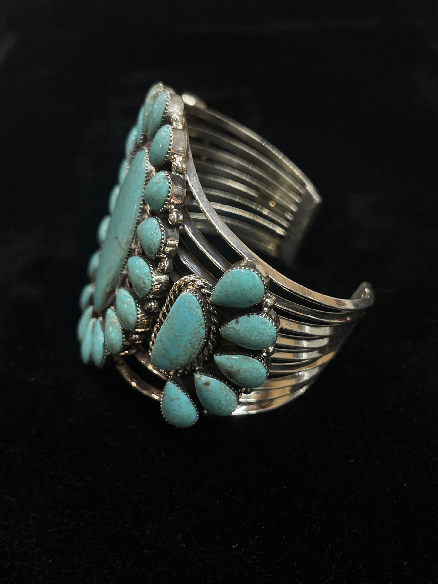 7" Big Turquoise Cluster Cuff by Eunice Wilson, Navajo