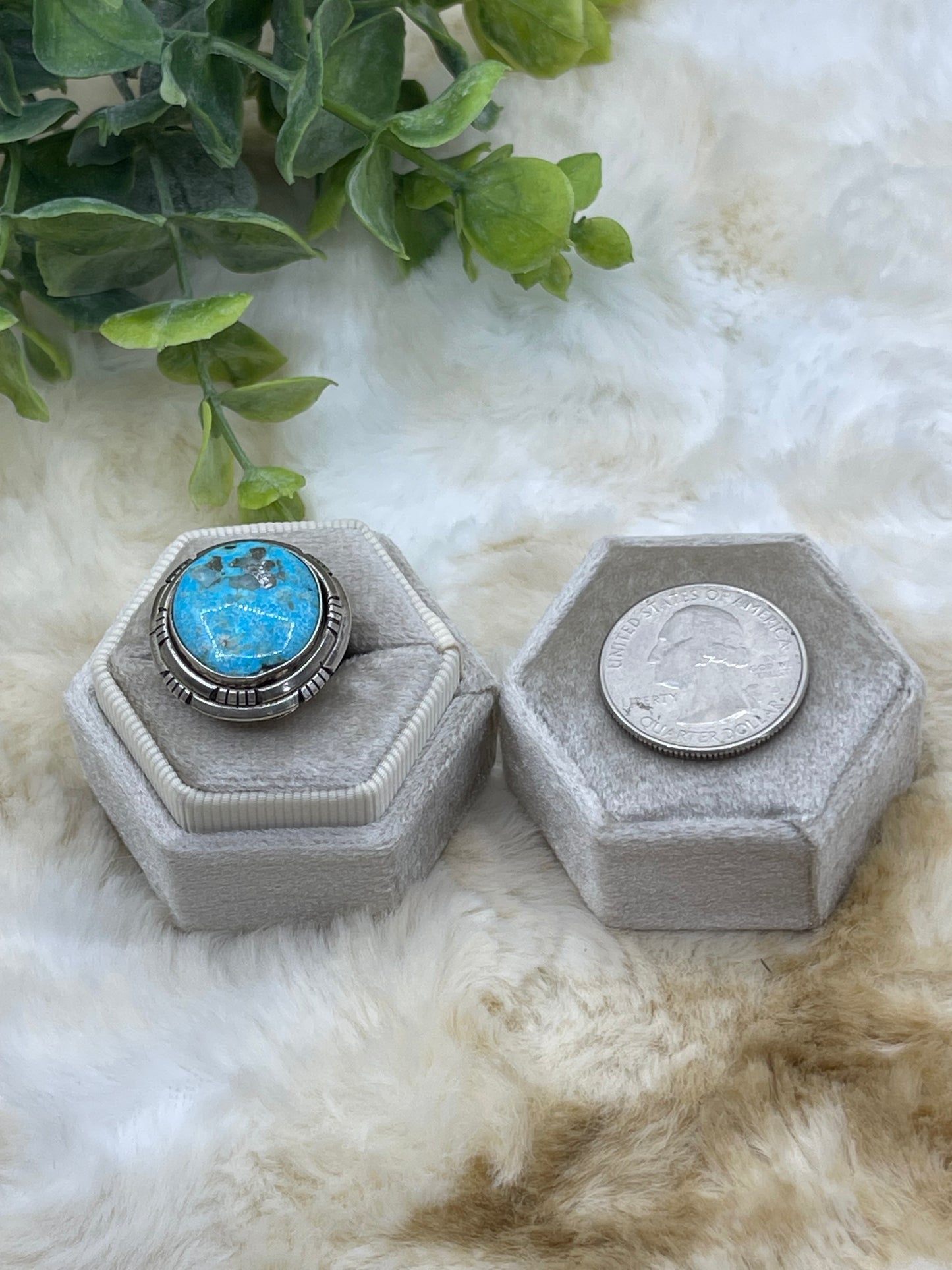6.0 Kingman Turquoise Ring by Peggy Skeets, Navajo
