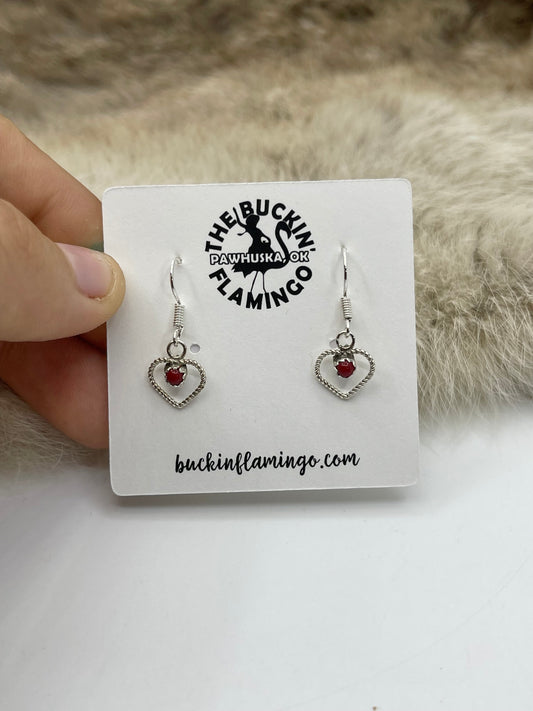Red Coral Earrings by Shantel Bitsuie, Navajo