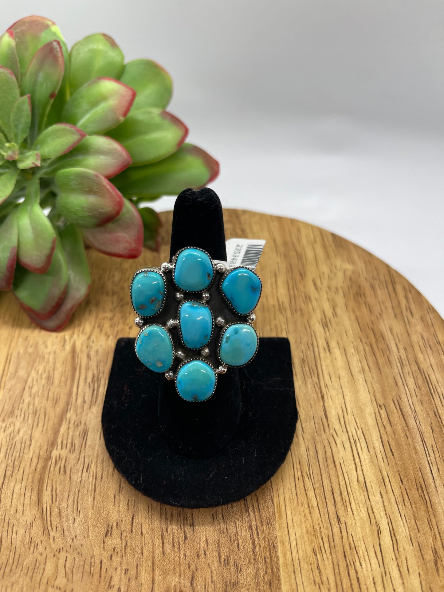 7.5 Turquoise Cluster Ring by Bernita Begay, Navajo