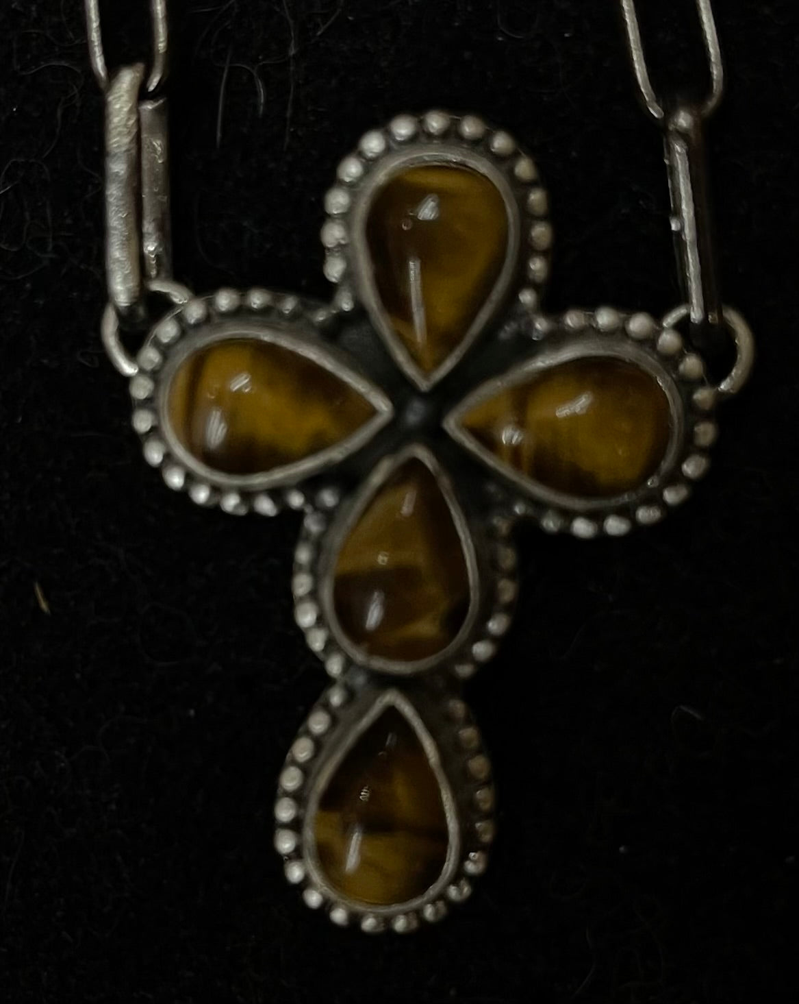 16" Tigers Eye Cross Necklace
