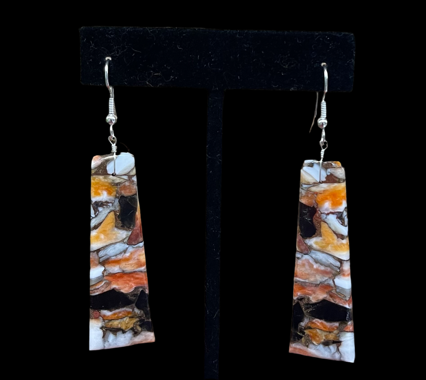 Spiny Bronze Slab Earrings by Jameson Pete, Navajo