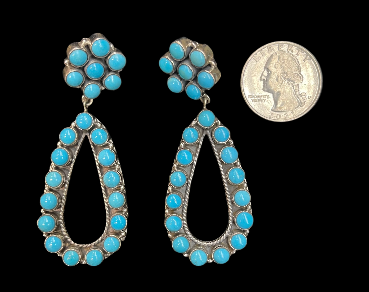 Sleeping Beauty Turquoise Cluster Post Dangles