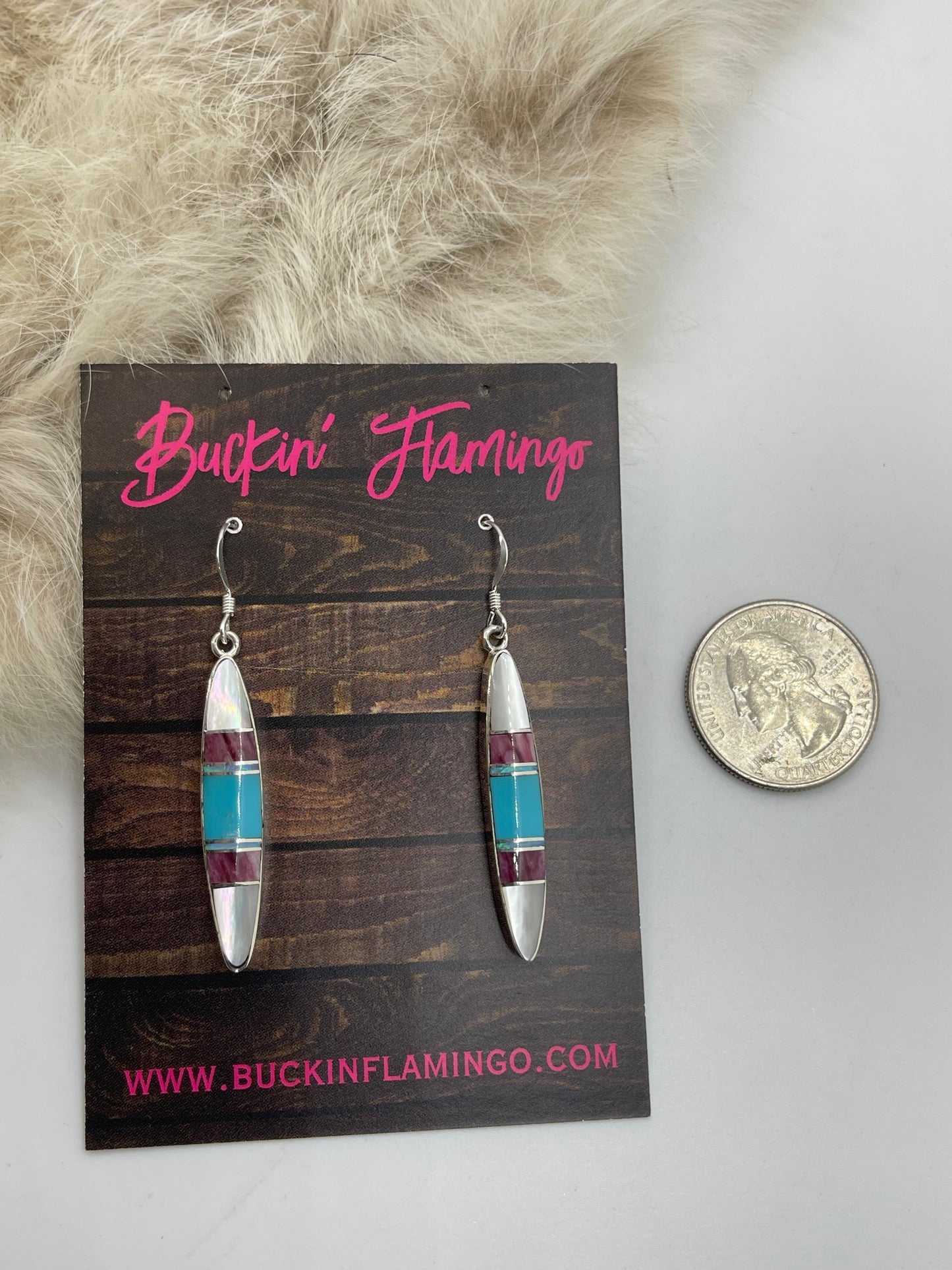 Multi Stone Inlay Dangle Earrings by James Manygoats, Navajo
