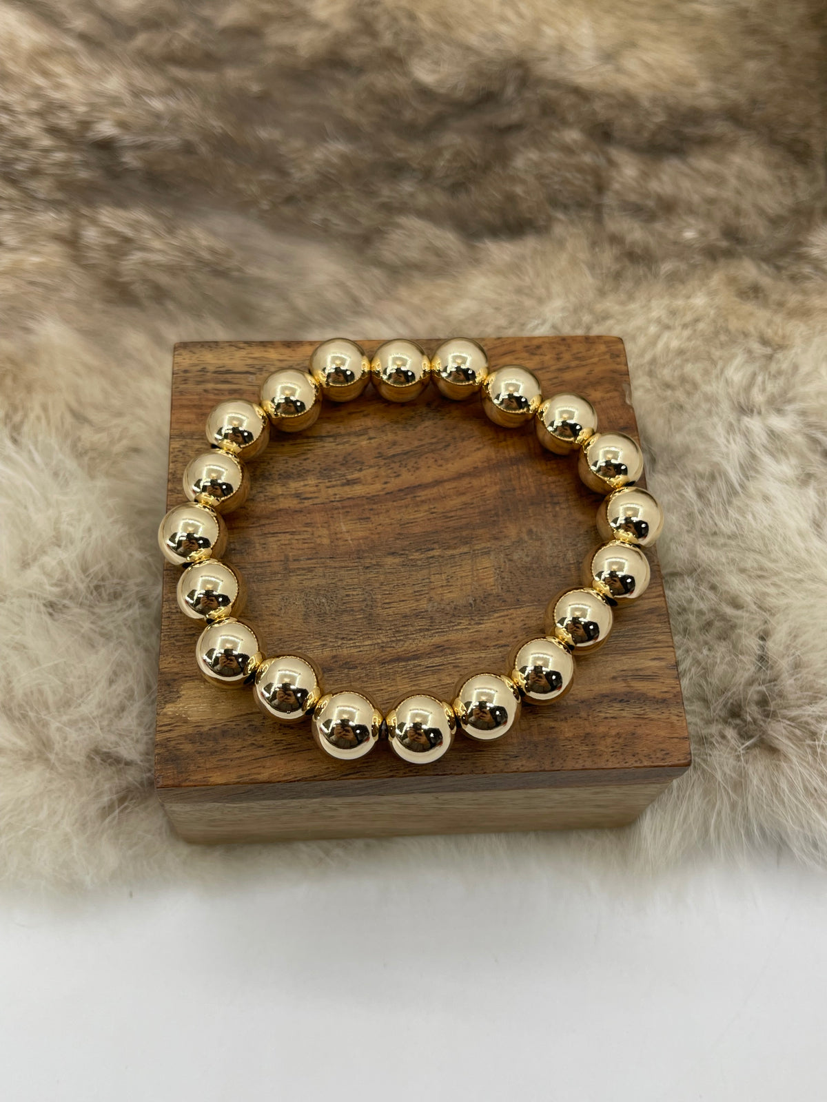 7” Stretchy 10mm 14k Gold Filled Bead Bracelet