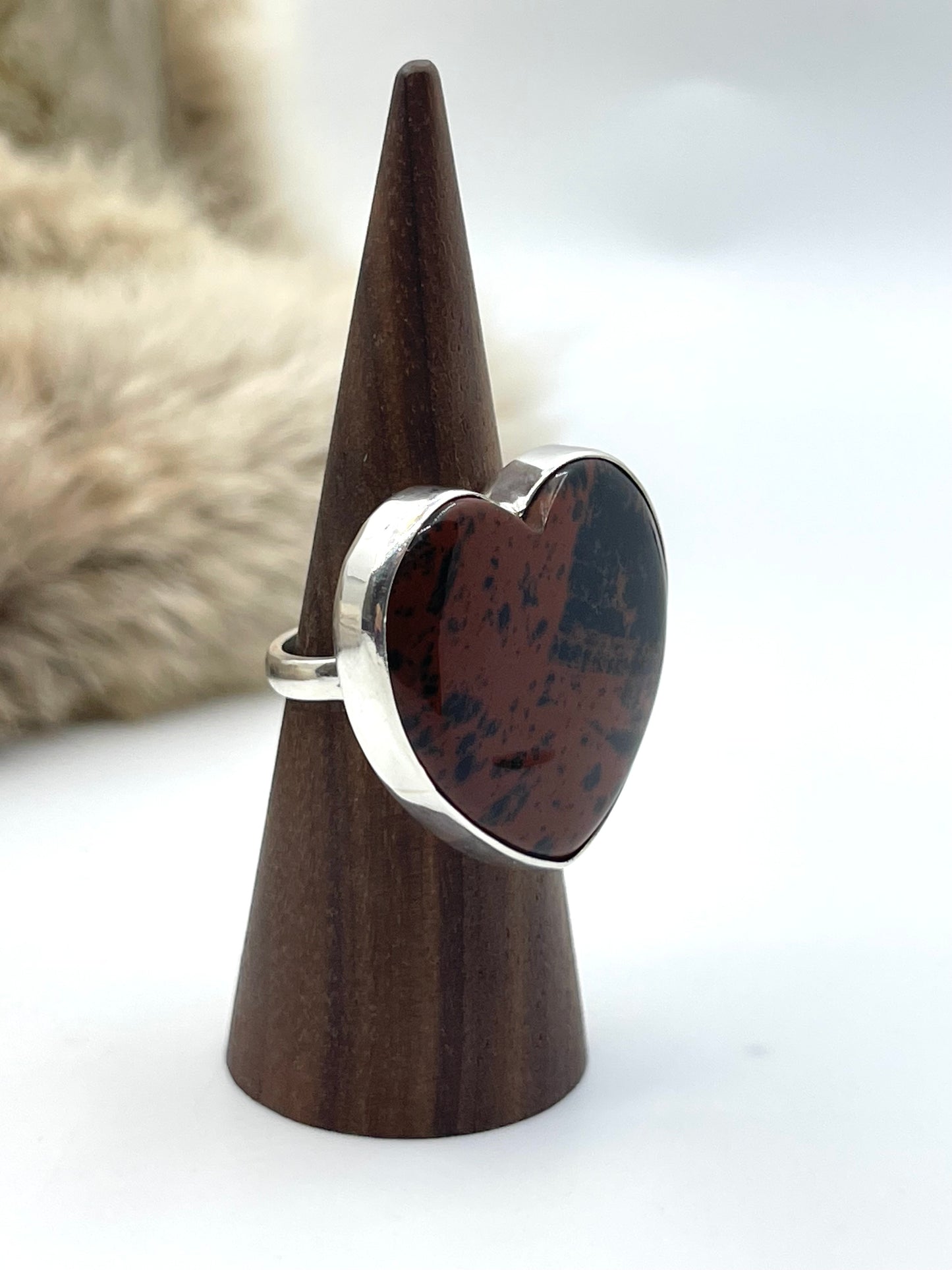 9.0 Mahogany Jasper Ring by Lawrence Willie, Navajo