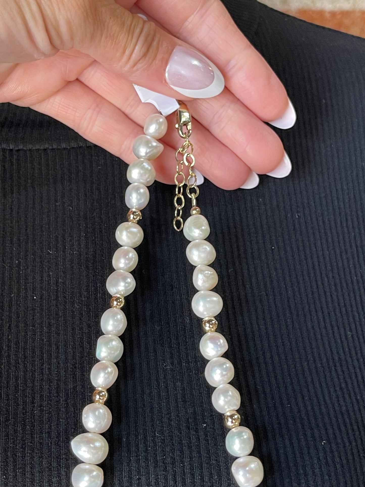 16"+2" 14k Gold Filled Beads and Freshwater Pearls Necklace