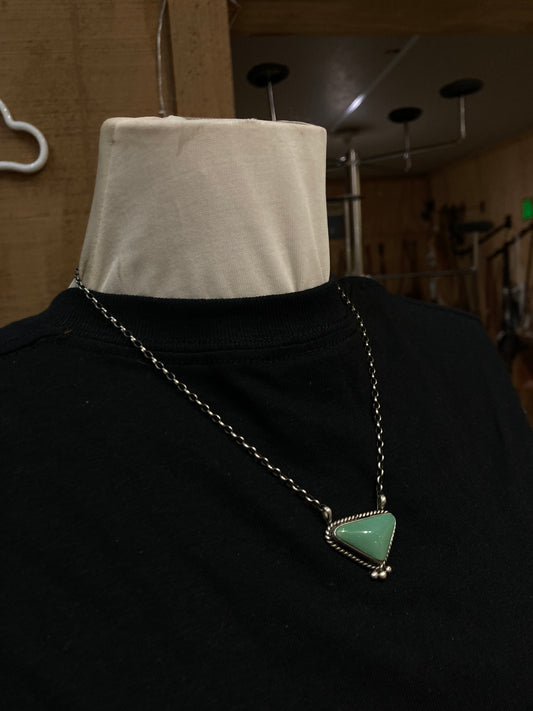 18" Kingman Turquoise Triangle Necklace by Augustine Largo, Navajo