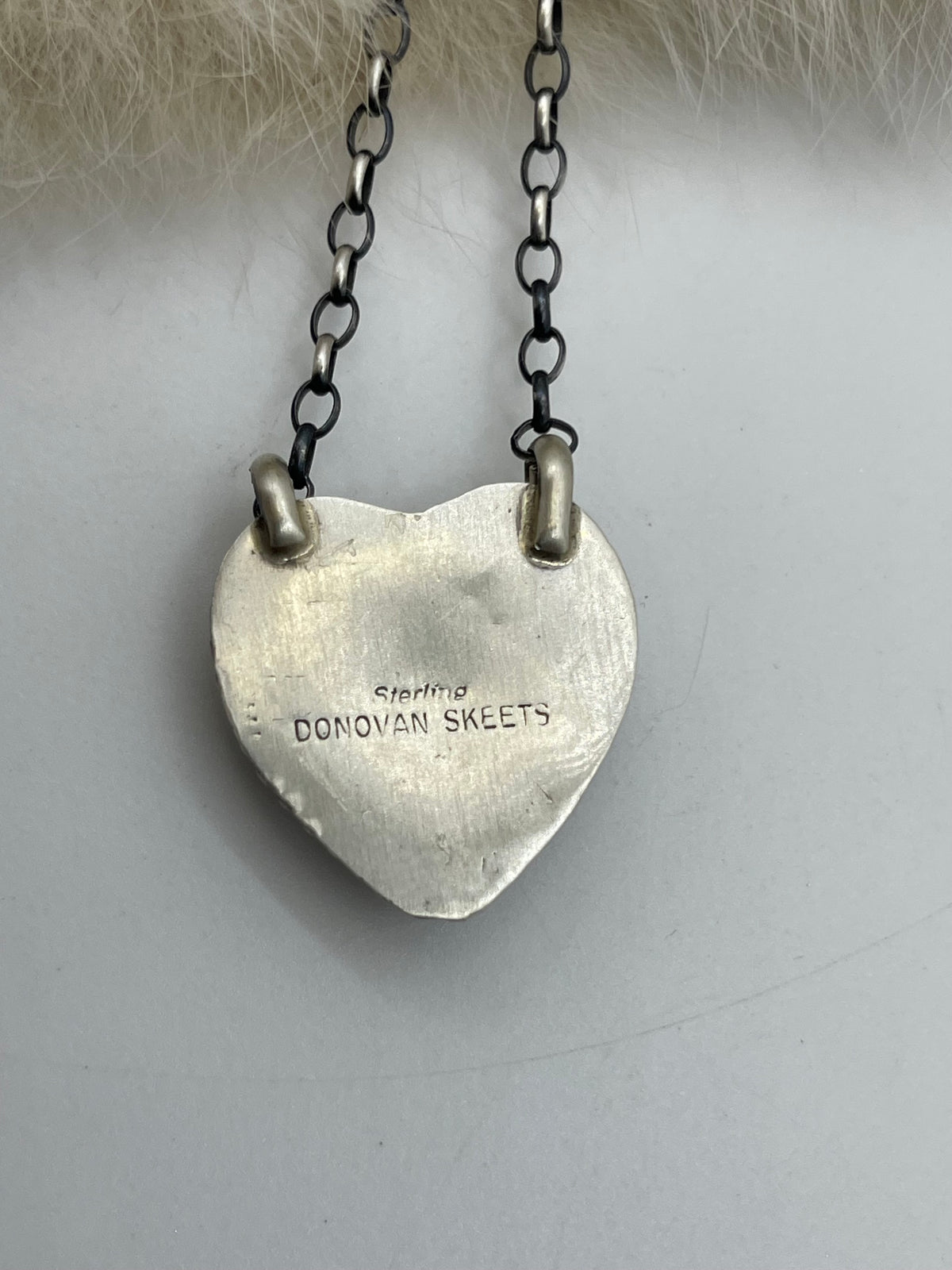 16" White Buffalo Heart by Donovan Skeet, Navajo