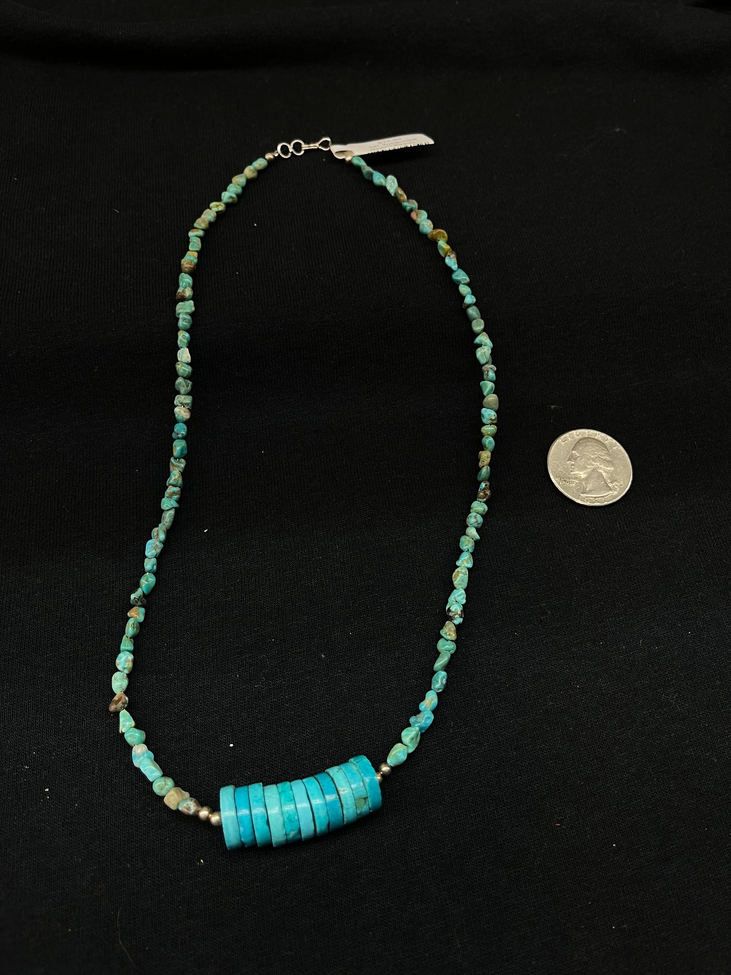 18" Turquoise Heishi Beads and Natural Turquoise Chunk Necklace