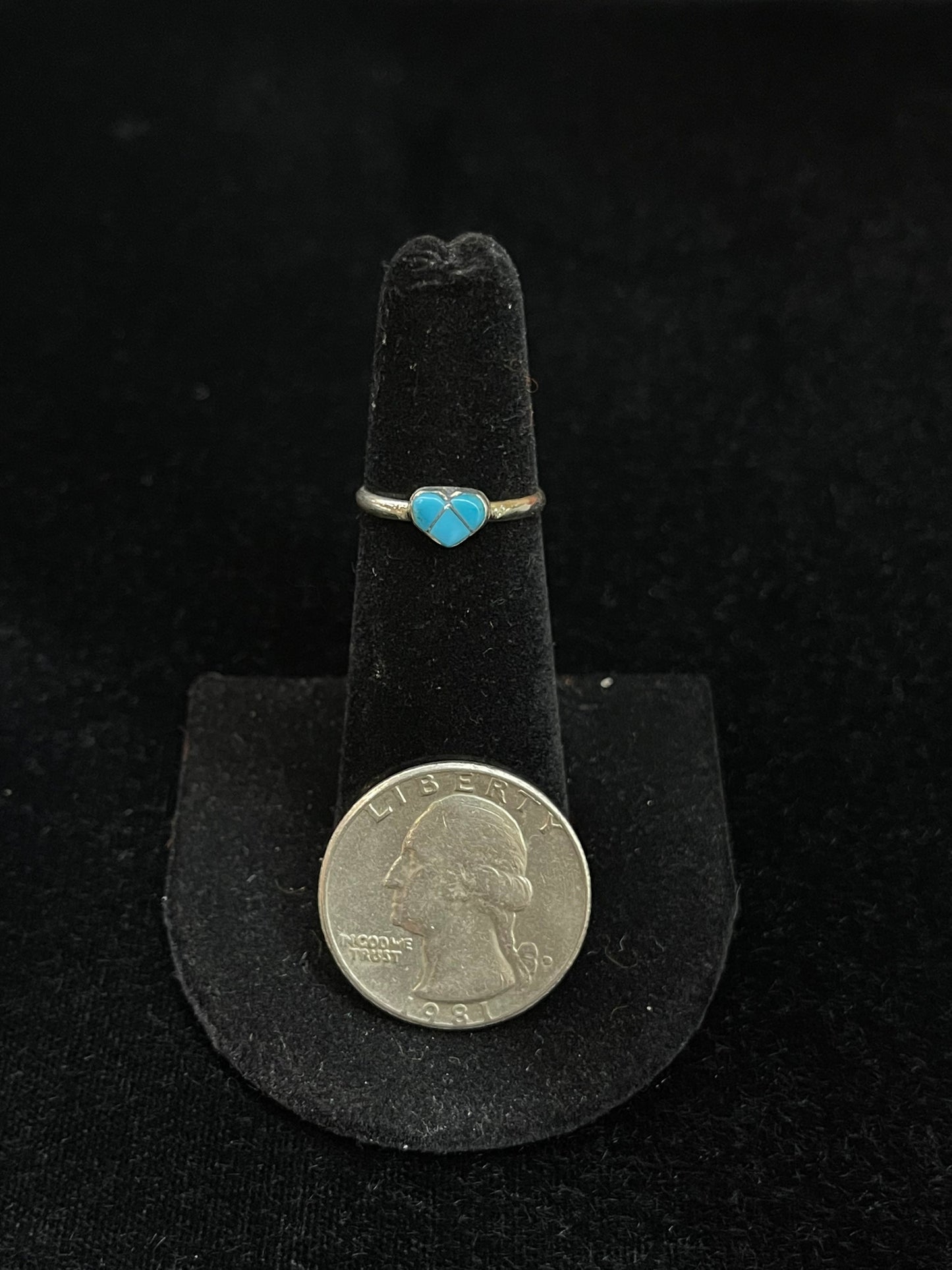 5.0 Turquoise Inlay Heart Ring with Matching Post Earrings