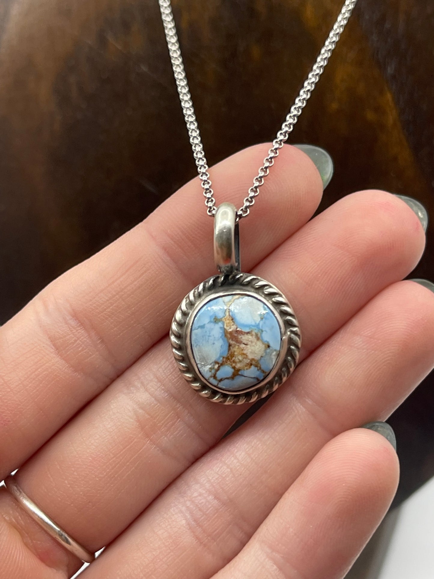 18" Golden Hills Turquoise Necklace by Johnny Dixon, Navajo