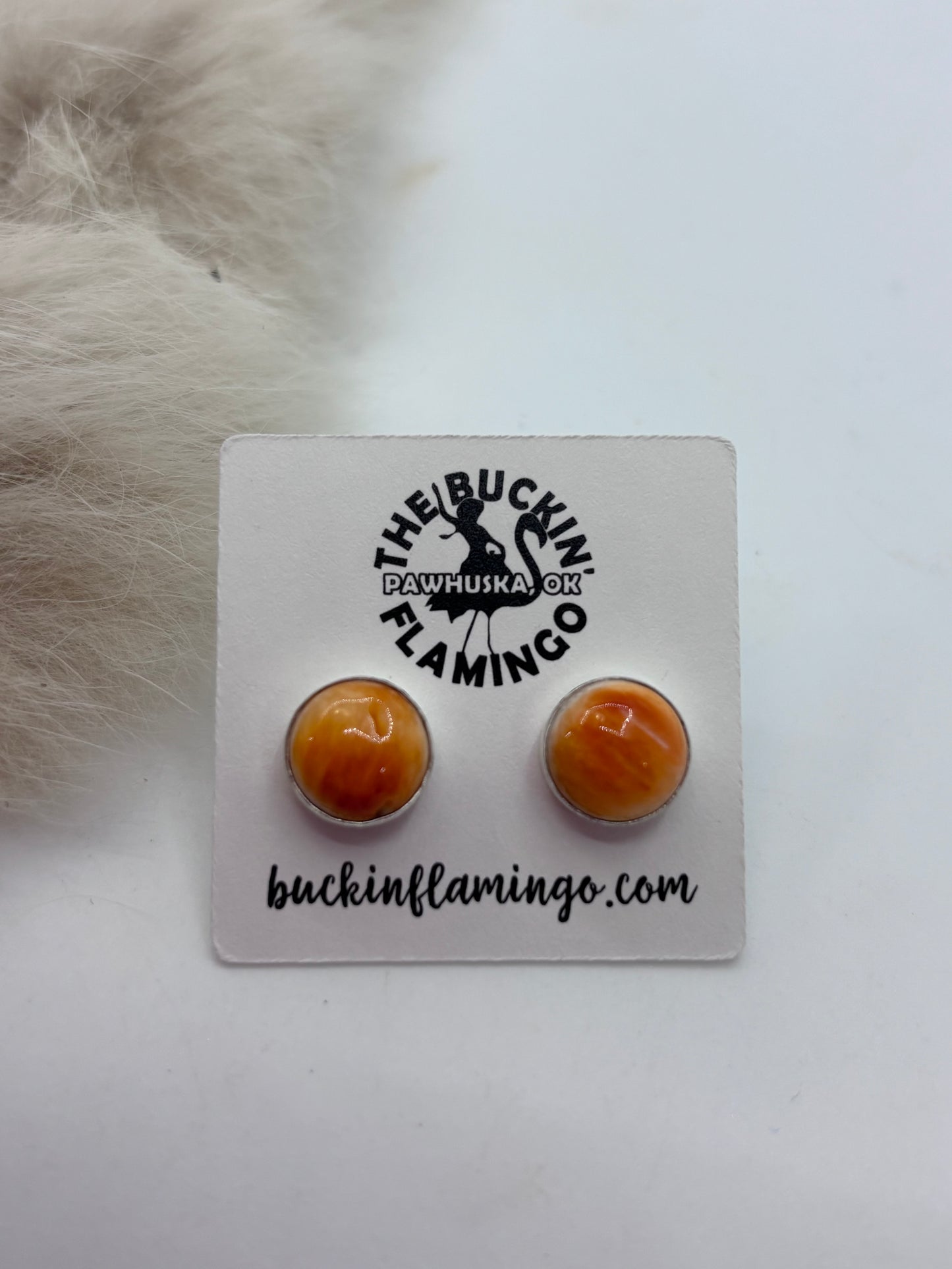 10mm Orange Spiny Oyster Post Earrings