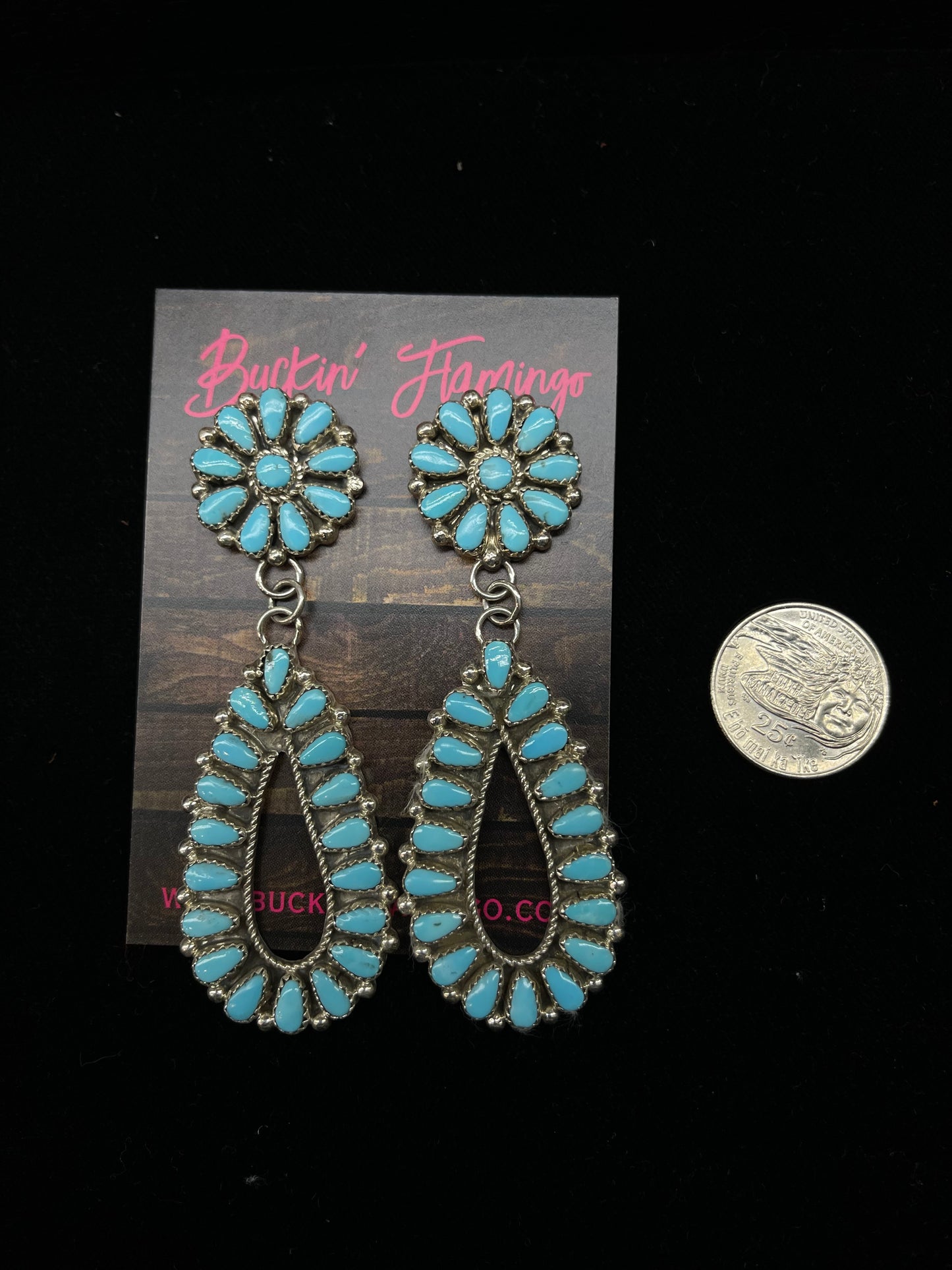 Sleeping Beauty Turquoise Post Dangle earrings by Alicia Wilson, Navajo