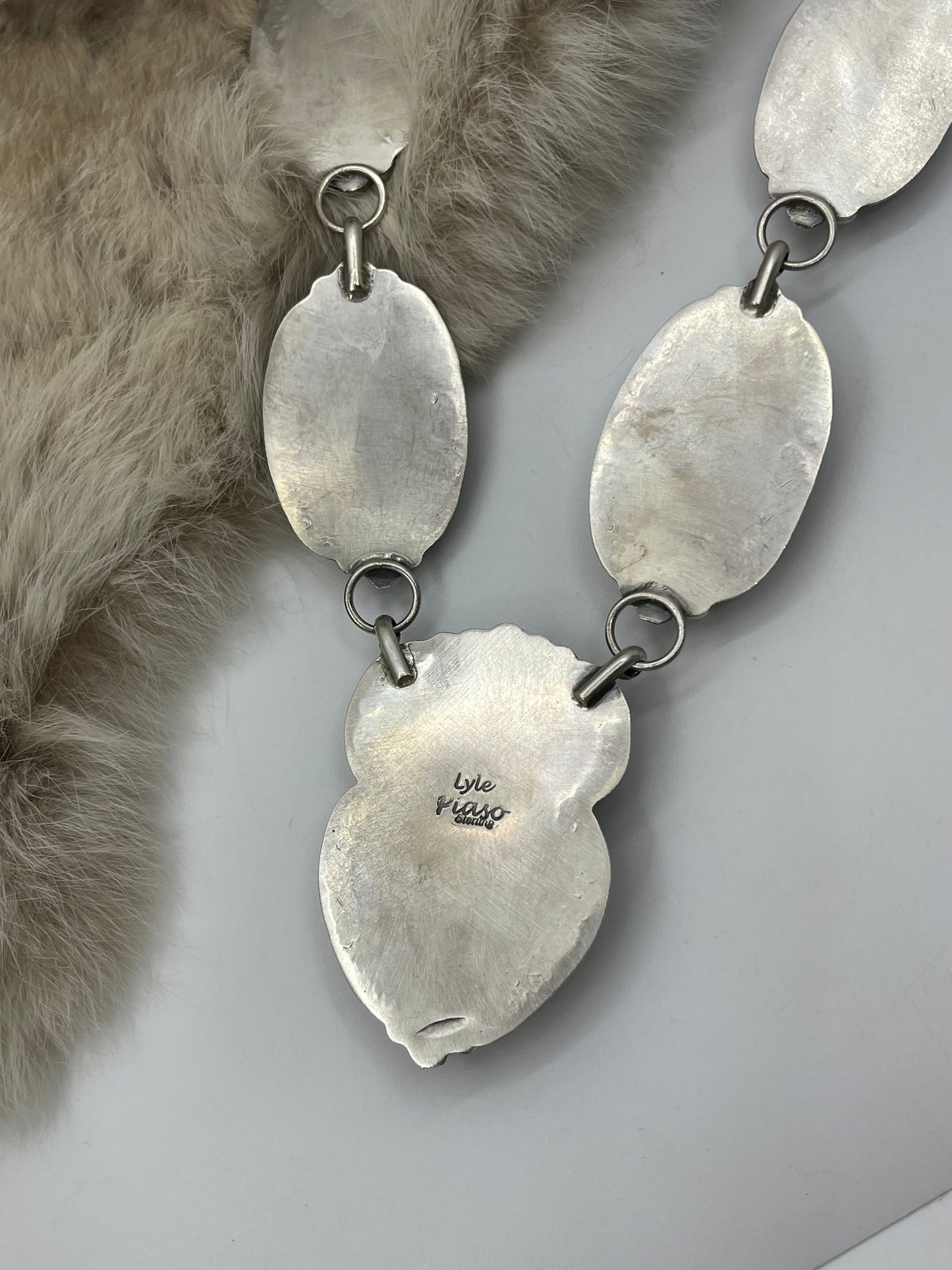 20" White Buffalo Heart Necklace by Lyle Piaso, Navajo