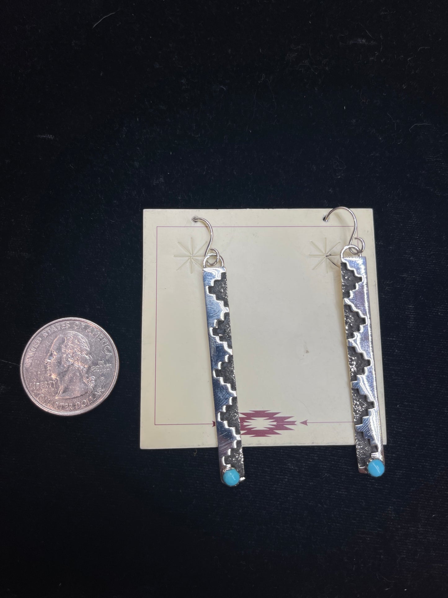 Silver Overlay Earrings with Sleeping Beauty Turquoise by Marie Jackson, Navajo