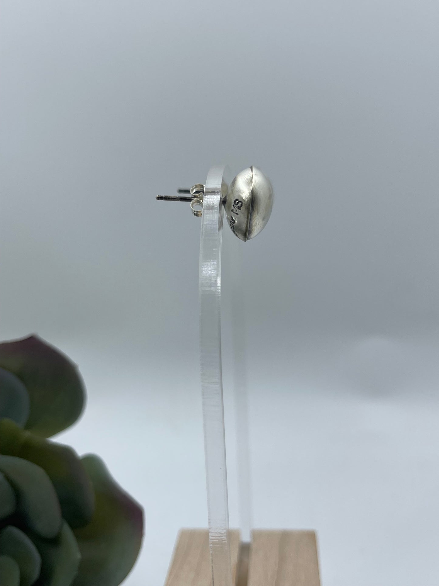 14mm Handmade Navajo Pearl Post Earrings by Monica Smith, Navajo