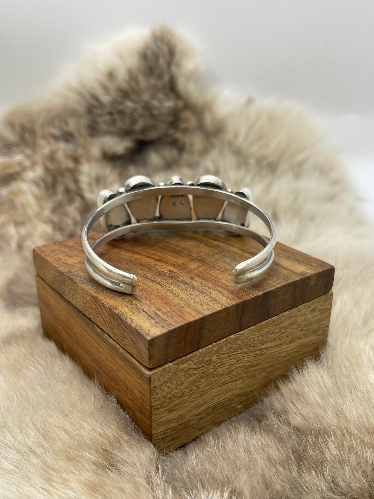5 Stone Red Spiny Oyster Cuff by Augustine Largo, Navajo