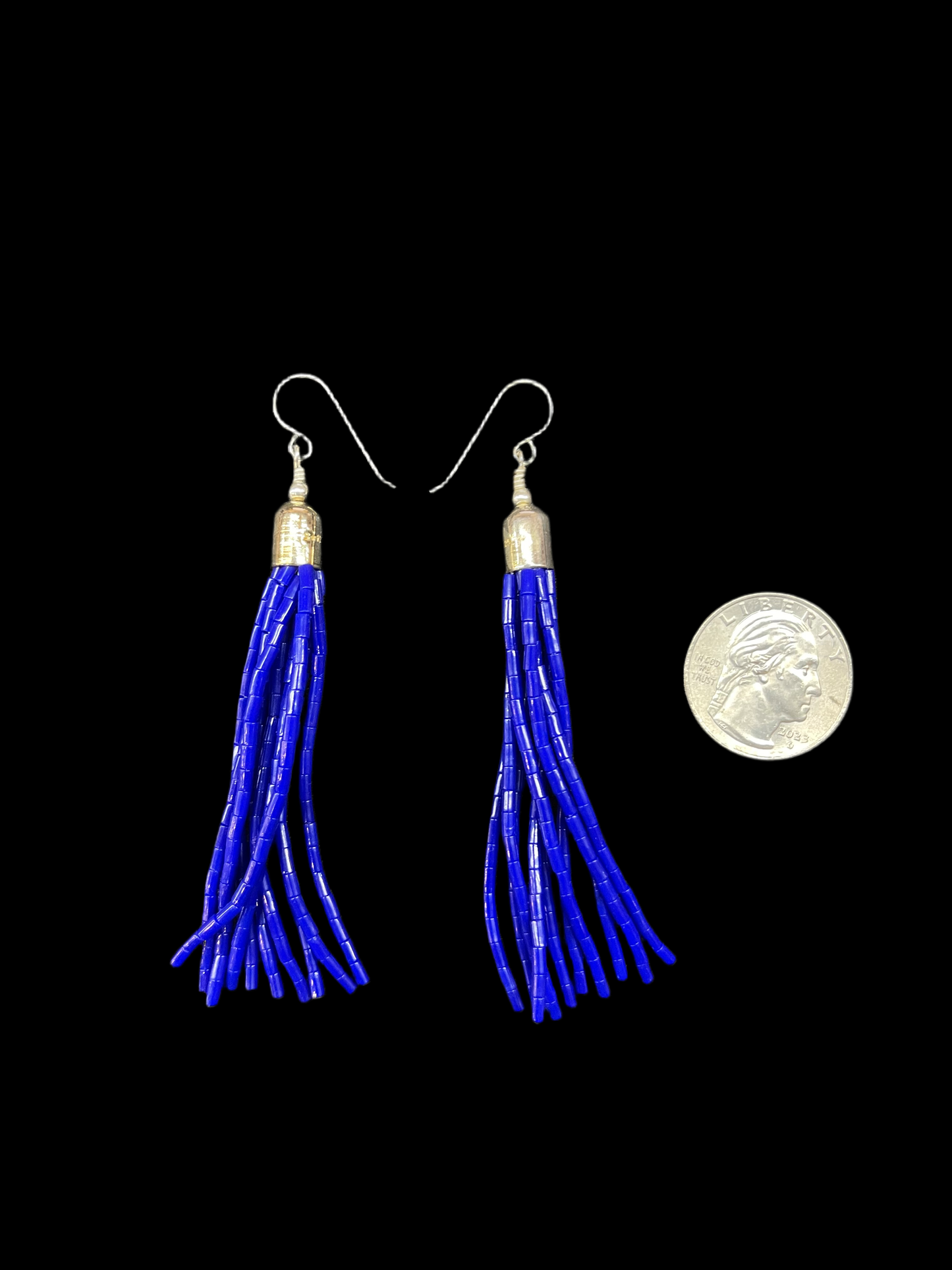 Blue Lapis Heishi Bead Tassle Dangles