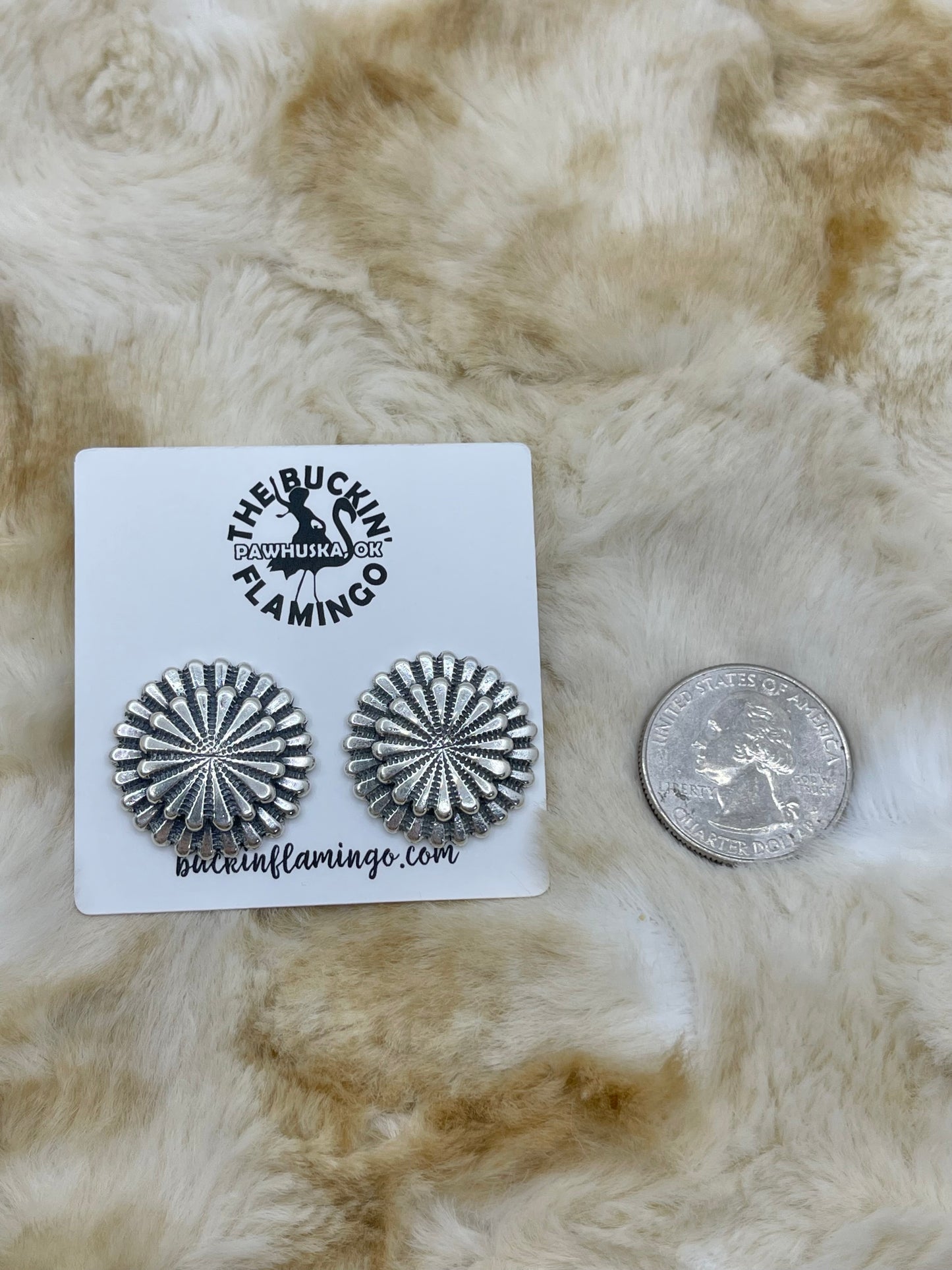 Double Layer COncho Post Earrings by Rita Largo, Navajo