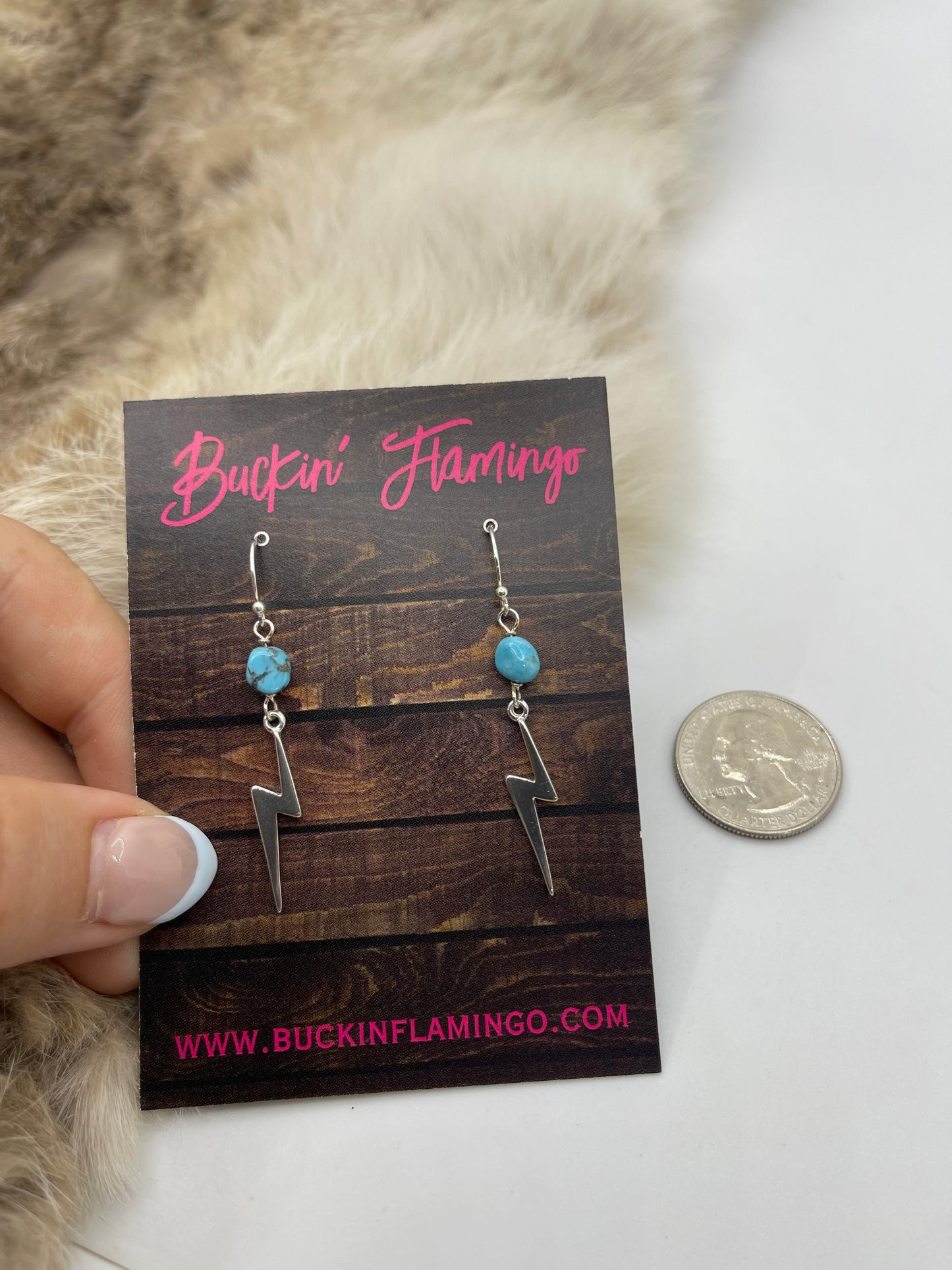 Turquoise & Lighting Bolt Dangle Earrings