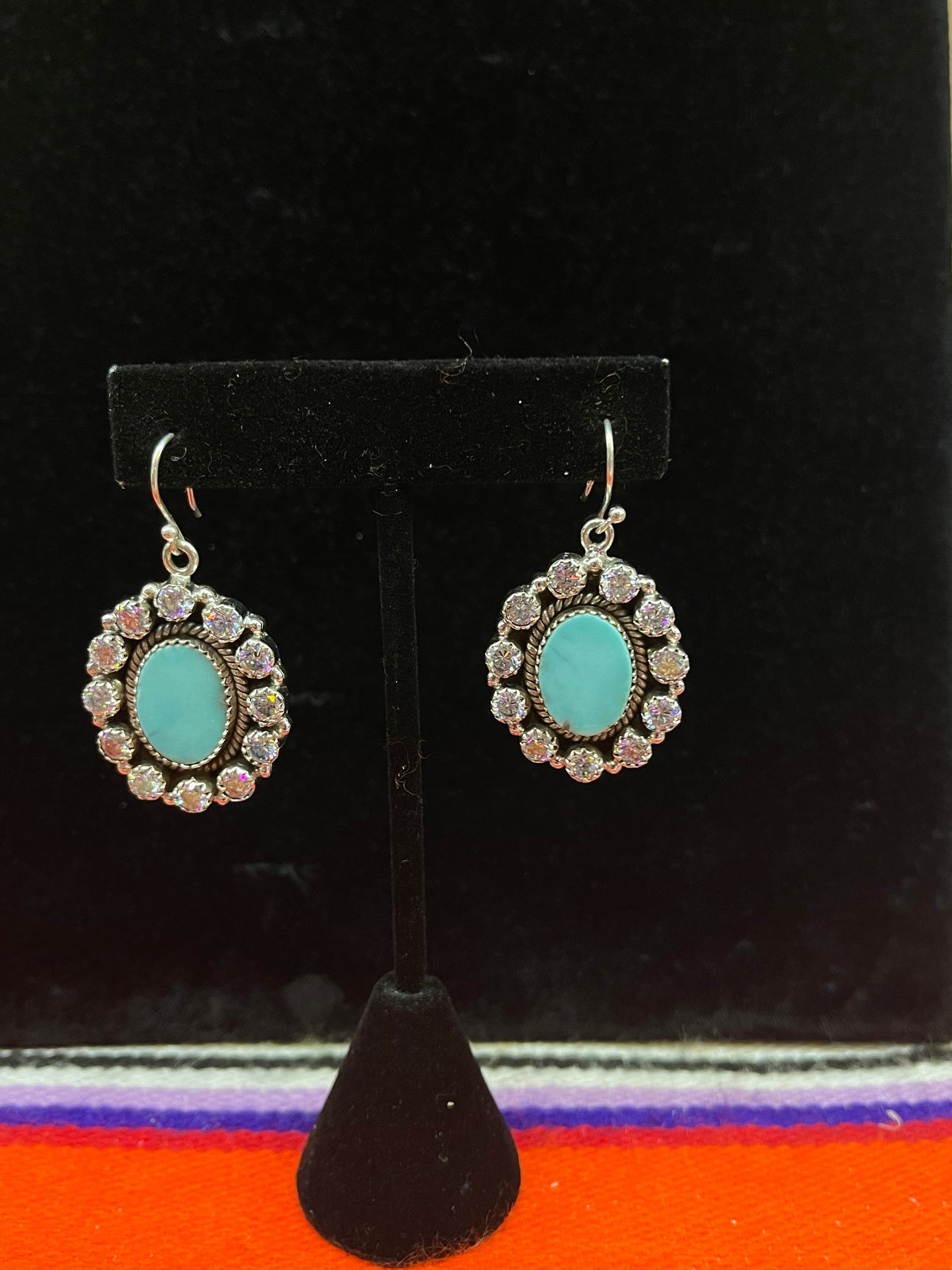 Turquoise and CZ Earrings
