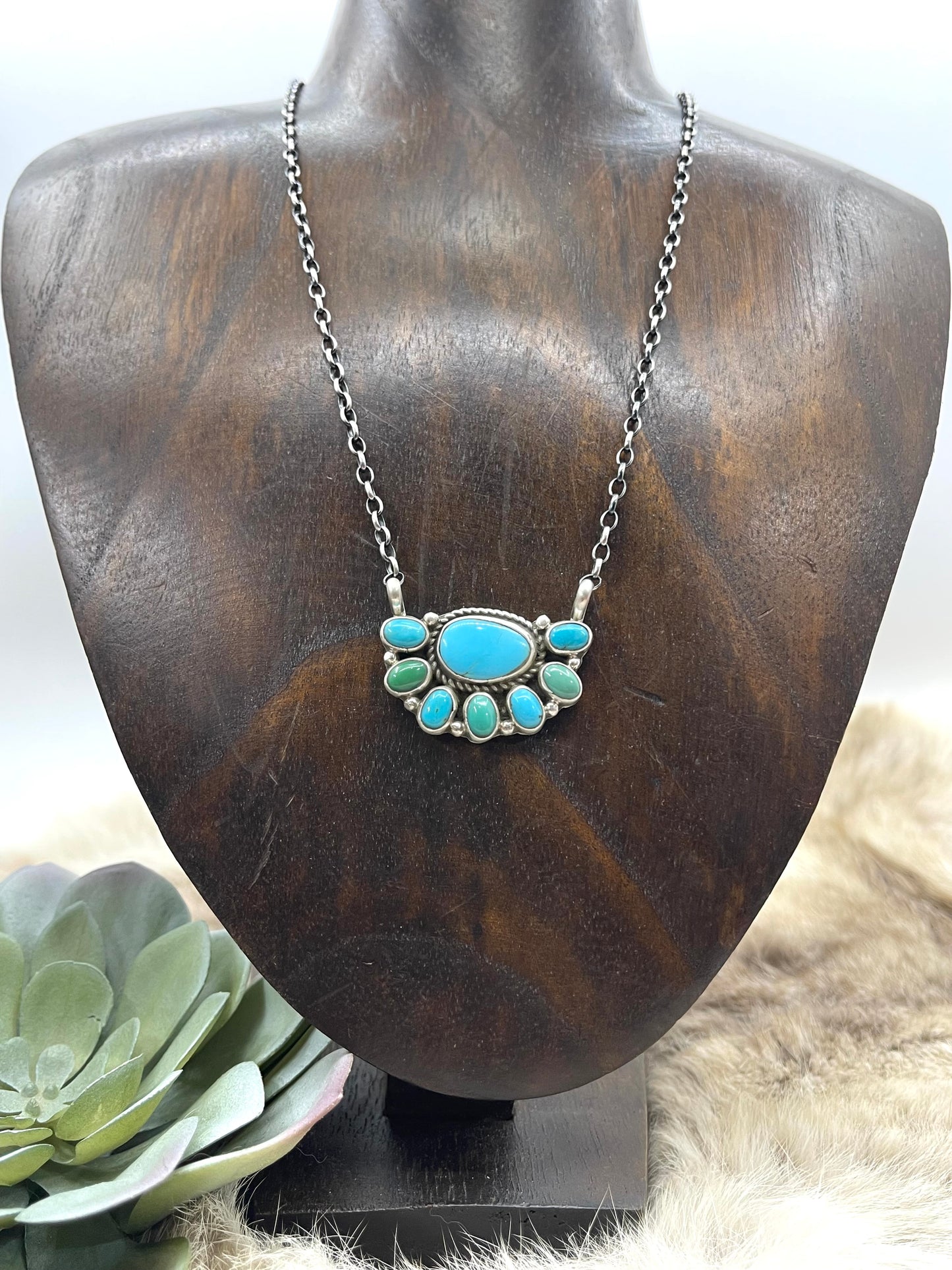 LOT 4 B 1/4 16" Half Cluster Turquoise Necklace